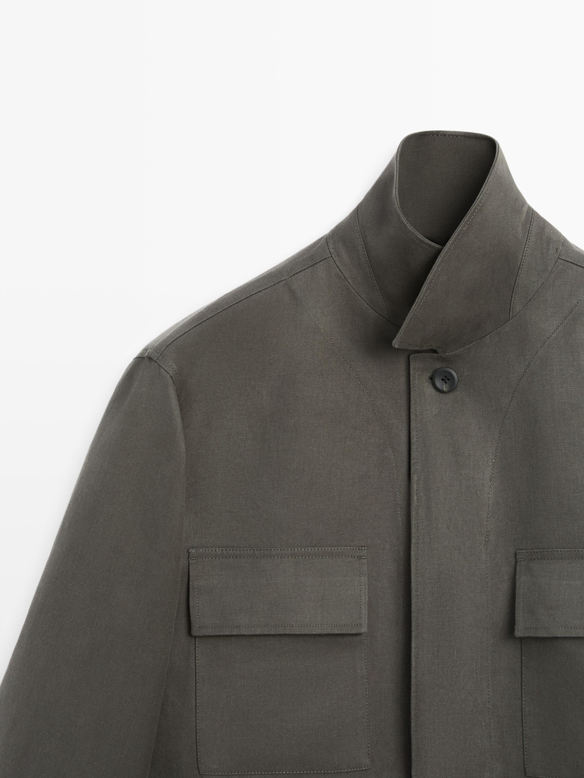 Linen overshirt with pocket details