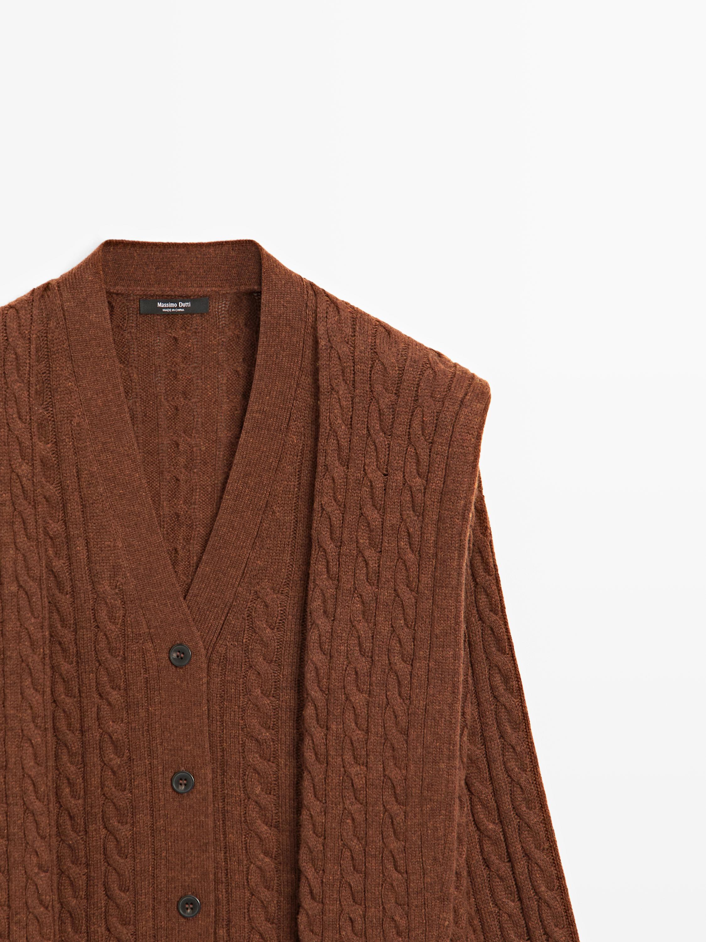 Wool blend cardigan with scarf detail