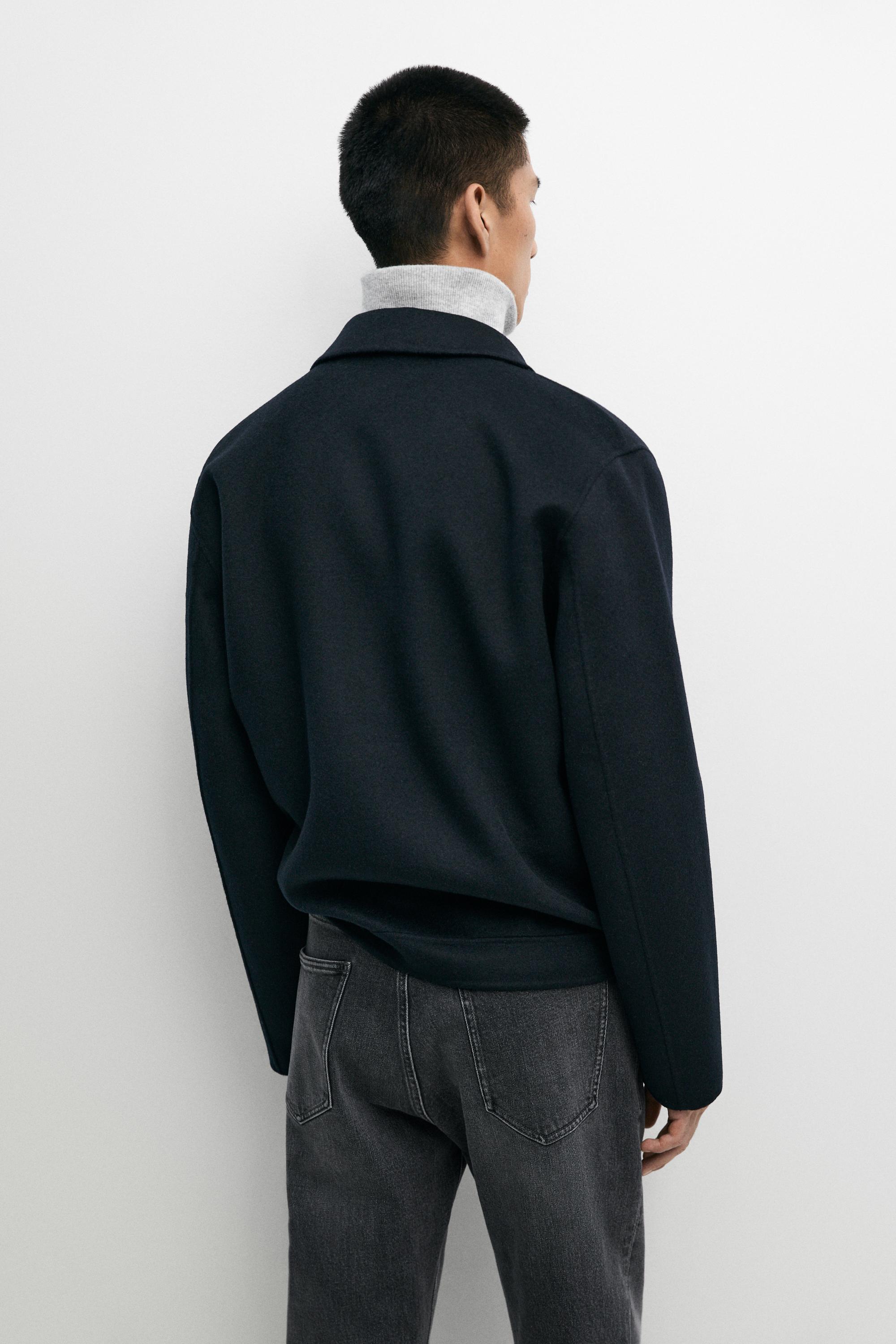 Wool blend double fabric jacket — DEEP BLUE