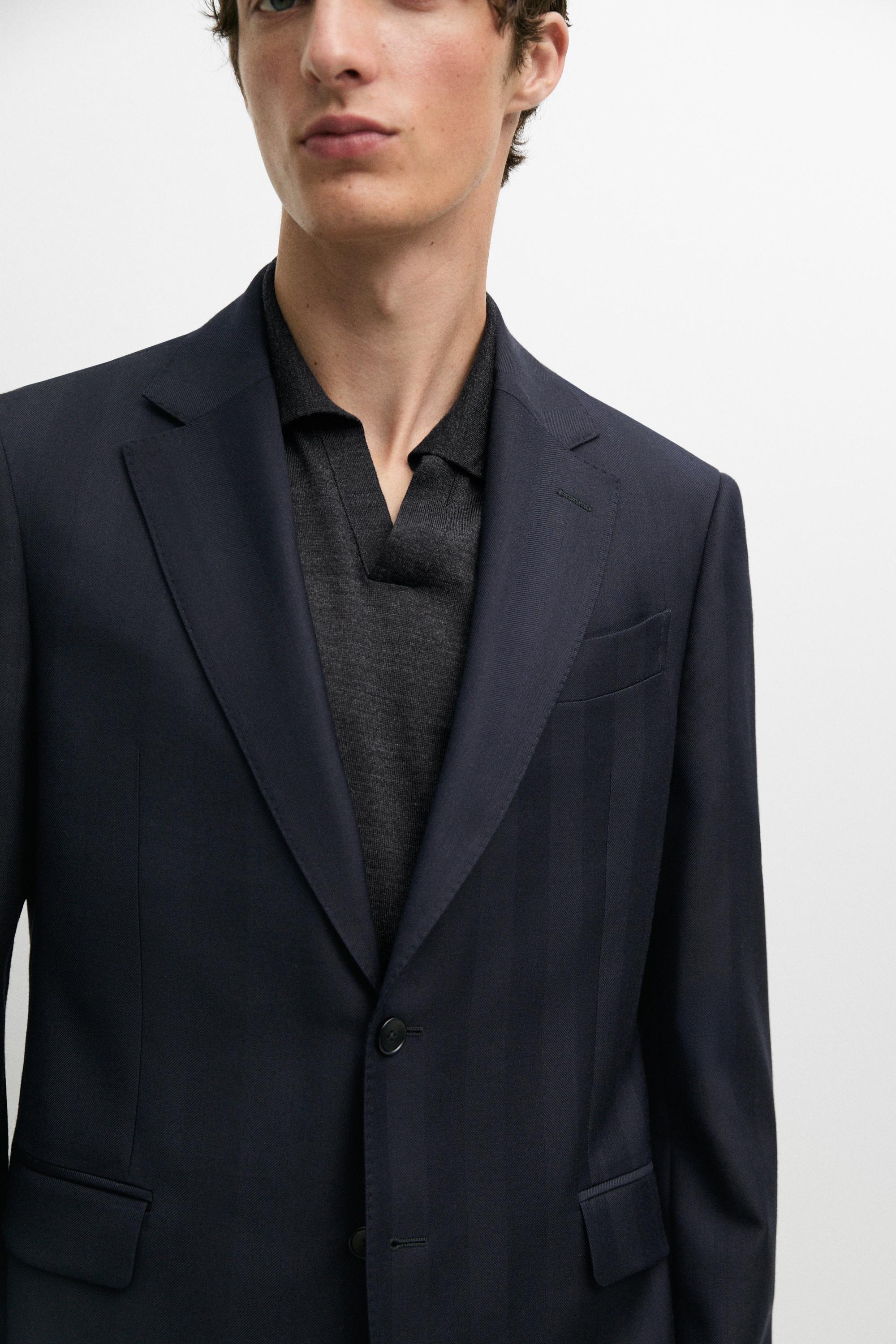 Herringbone suit blazer — NAVY BLUE