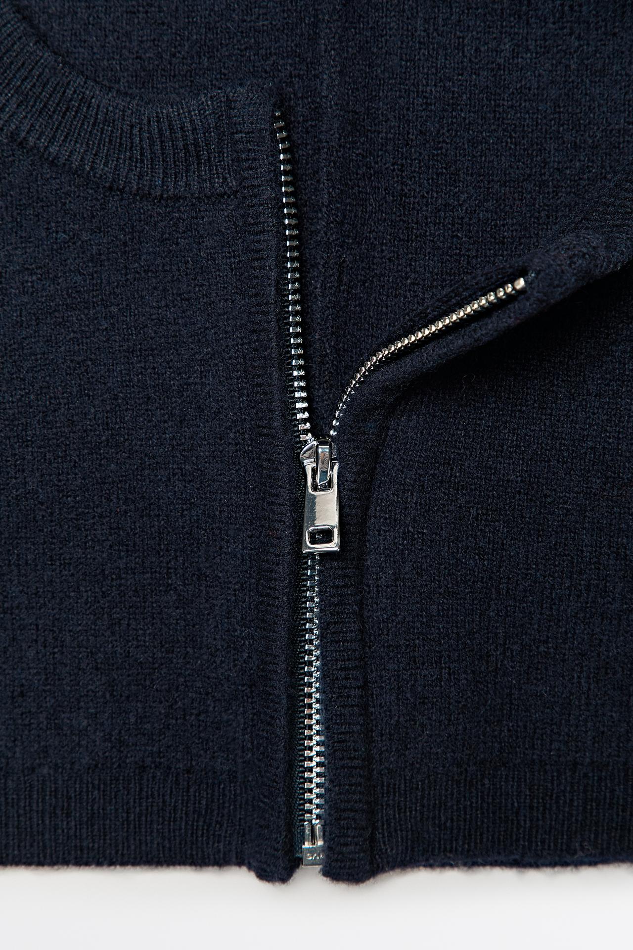 Wool-blend balaclava with hood and zip — NAVY BLUE