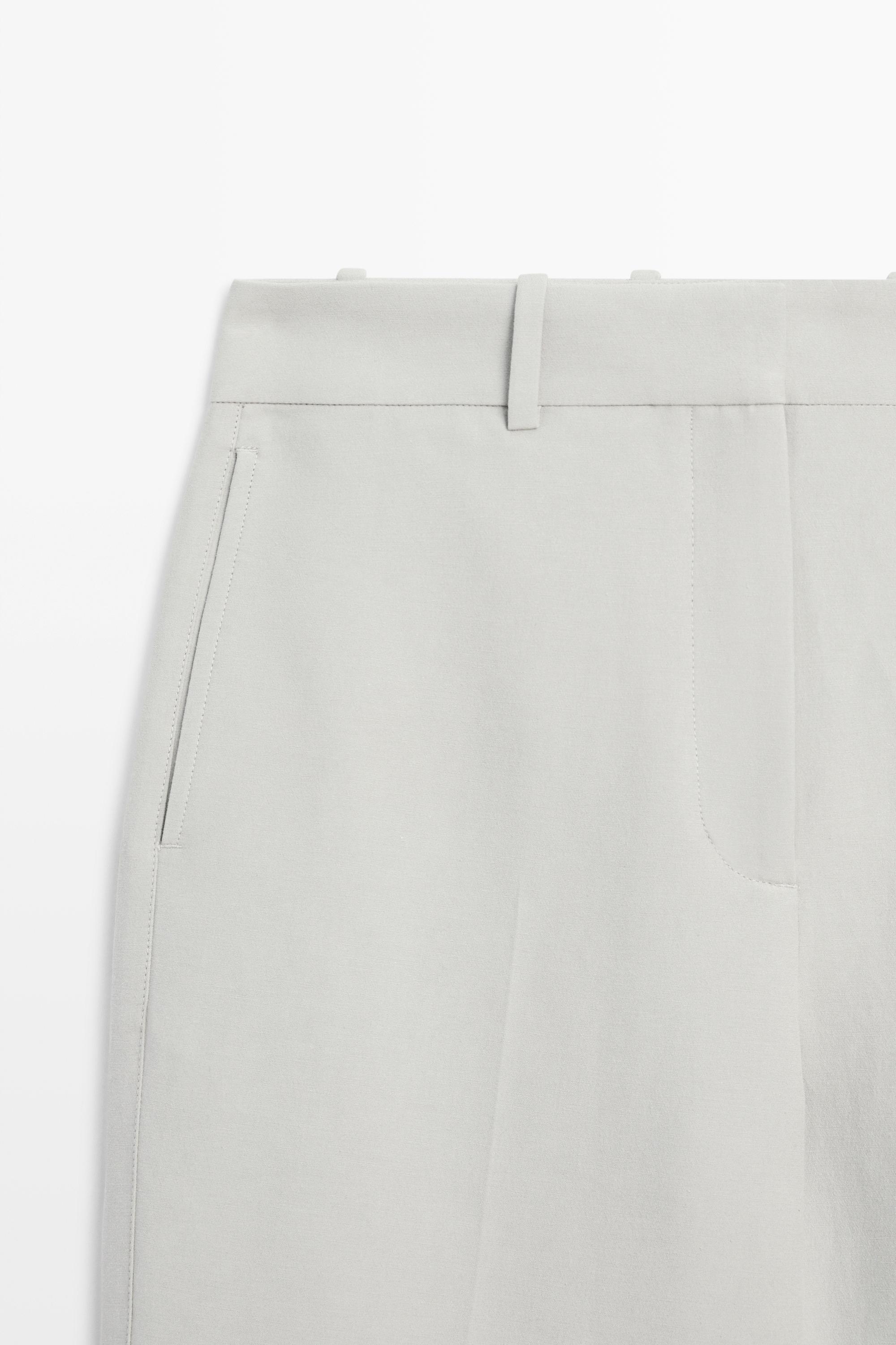 Suit pants with adjustable tab detail - STUDIO — GREY MARL