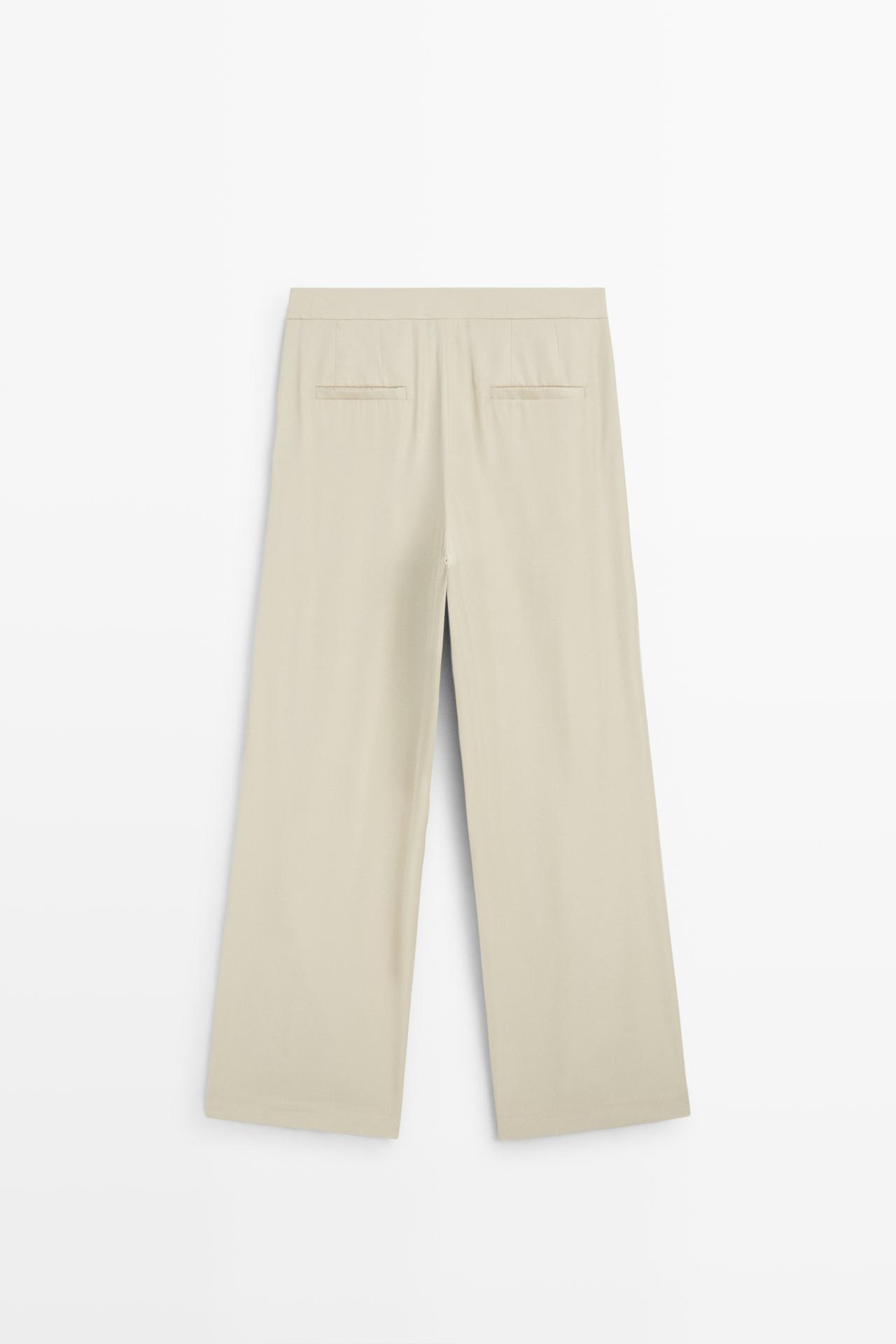 Fluid pants with pleat detail — Beige
