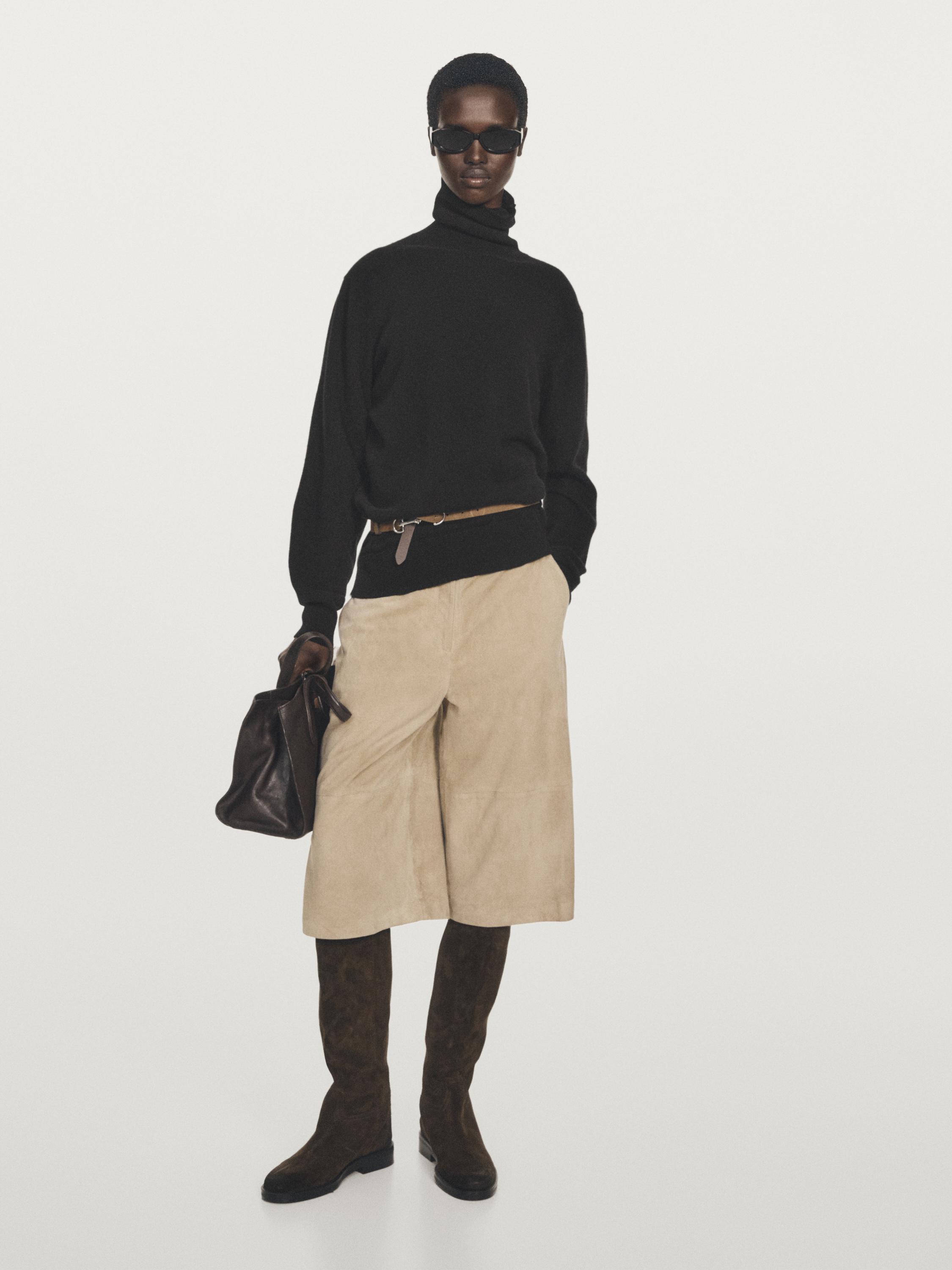 Knit 100% cashmere turtleneck sweater · Black, Beige, Brown