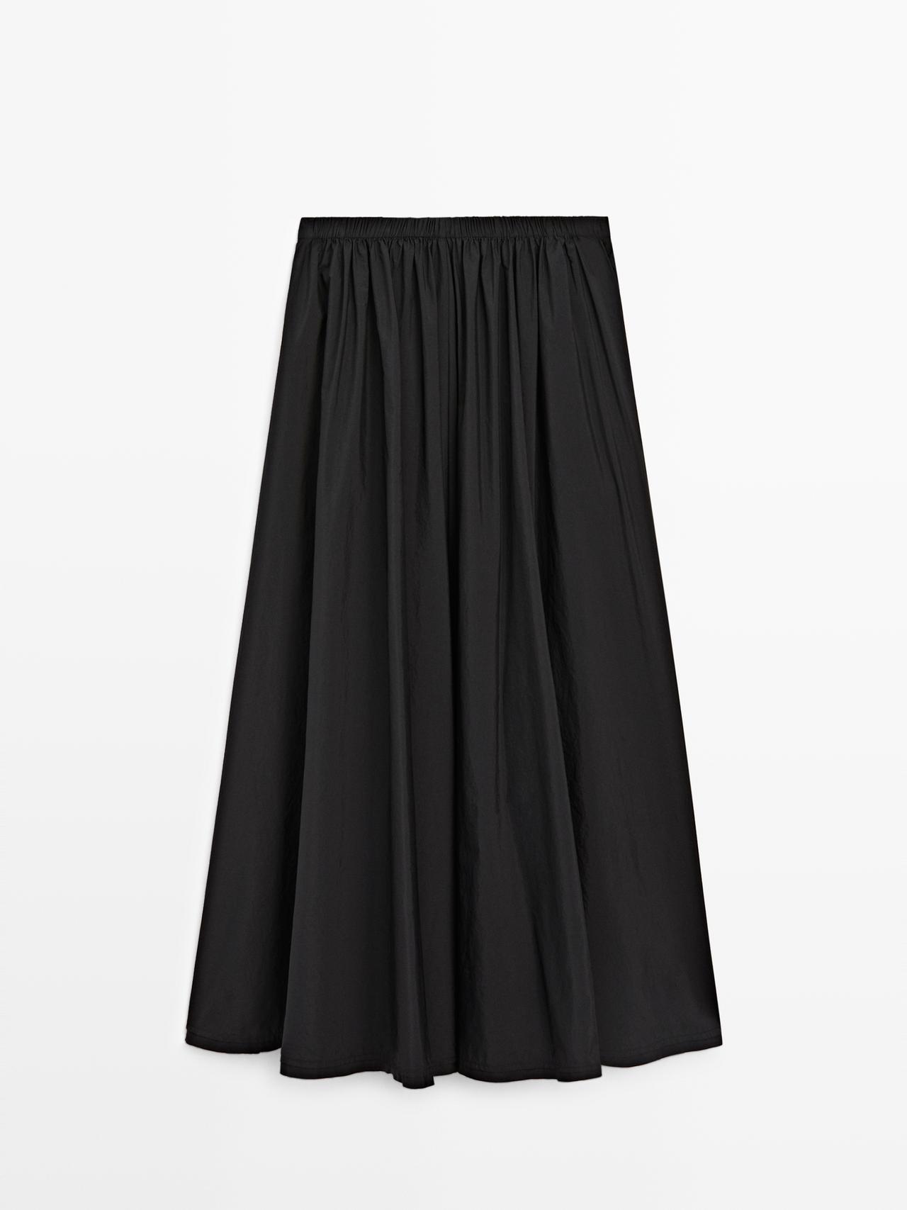 Technical fabric midi skirt — BLACK