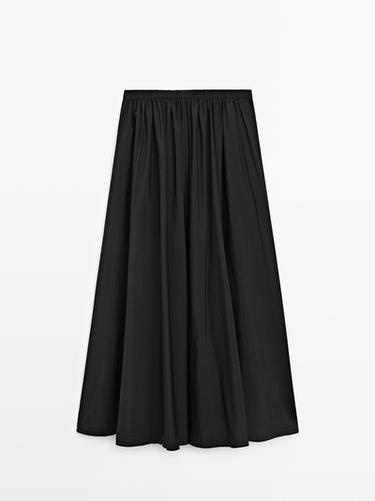 Technical fabric midi skirt — BLACK 2