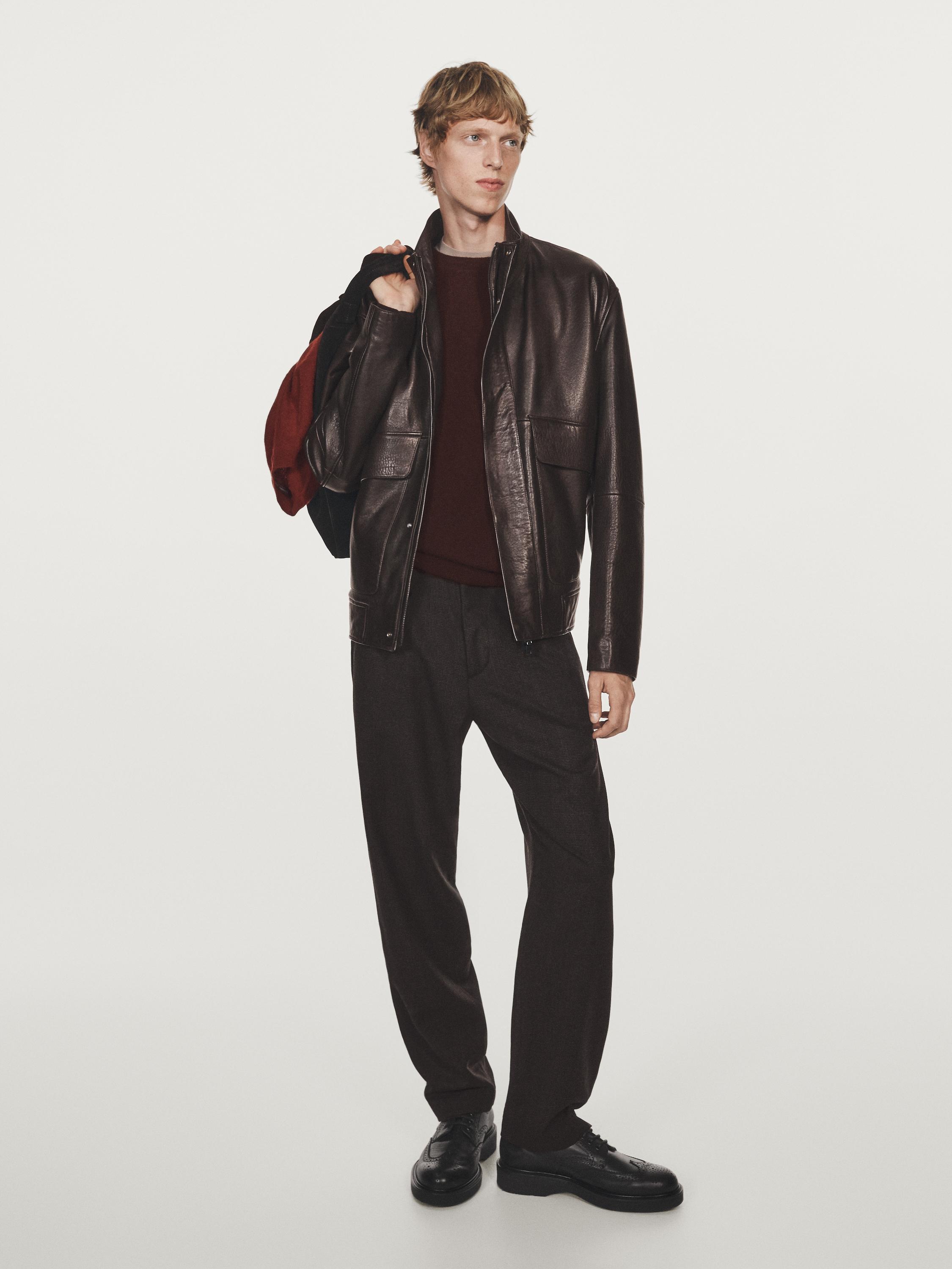 Houndstooth wool blend trousers
