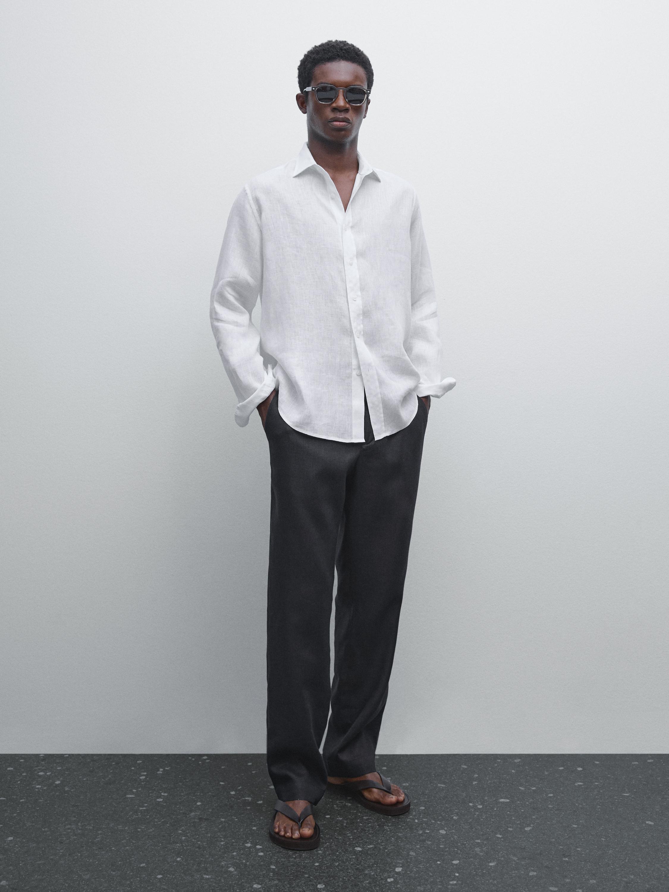 Regular fit 100% linen shirt