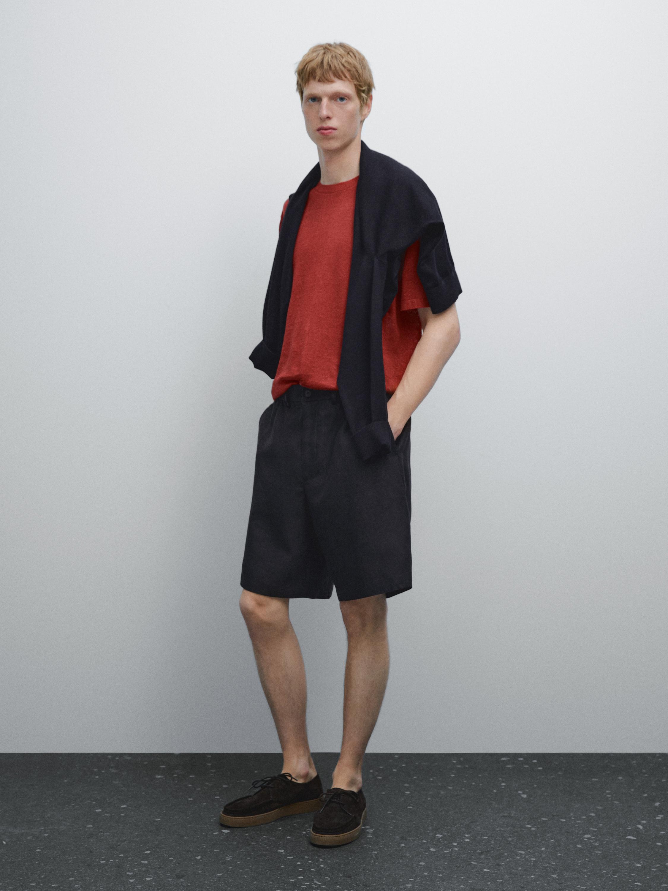 плетена маица од 100% лен со кратки ракави