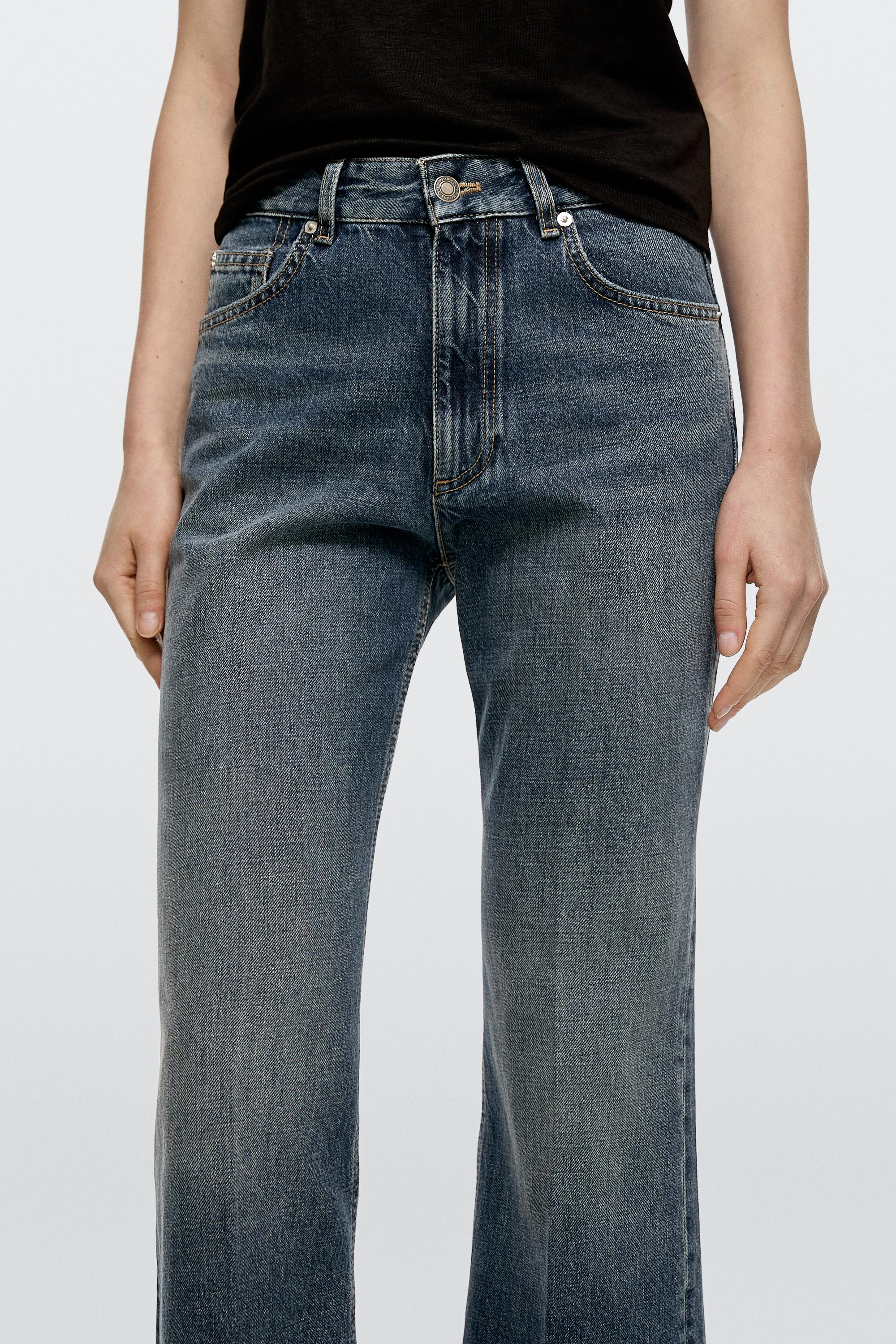 Mid-rise cropped flare fit jeans — MEDIUM BLUE