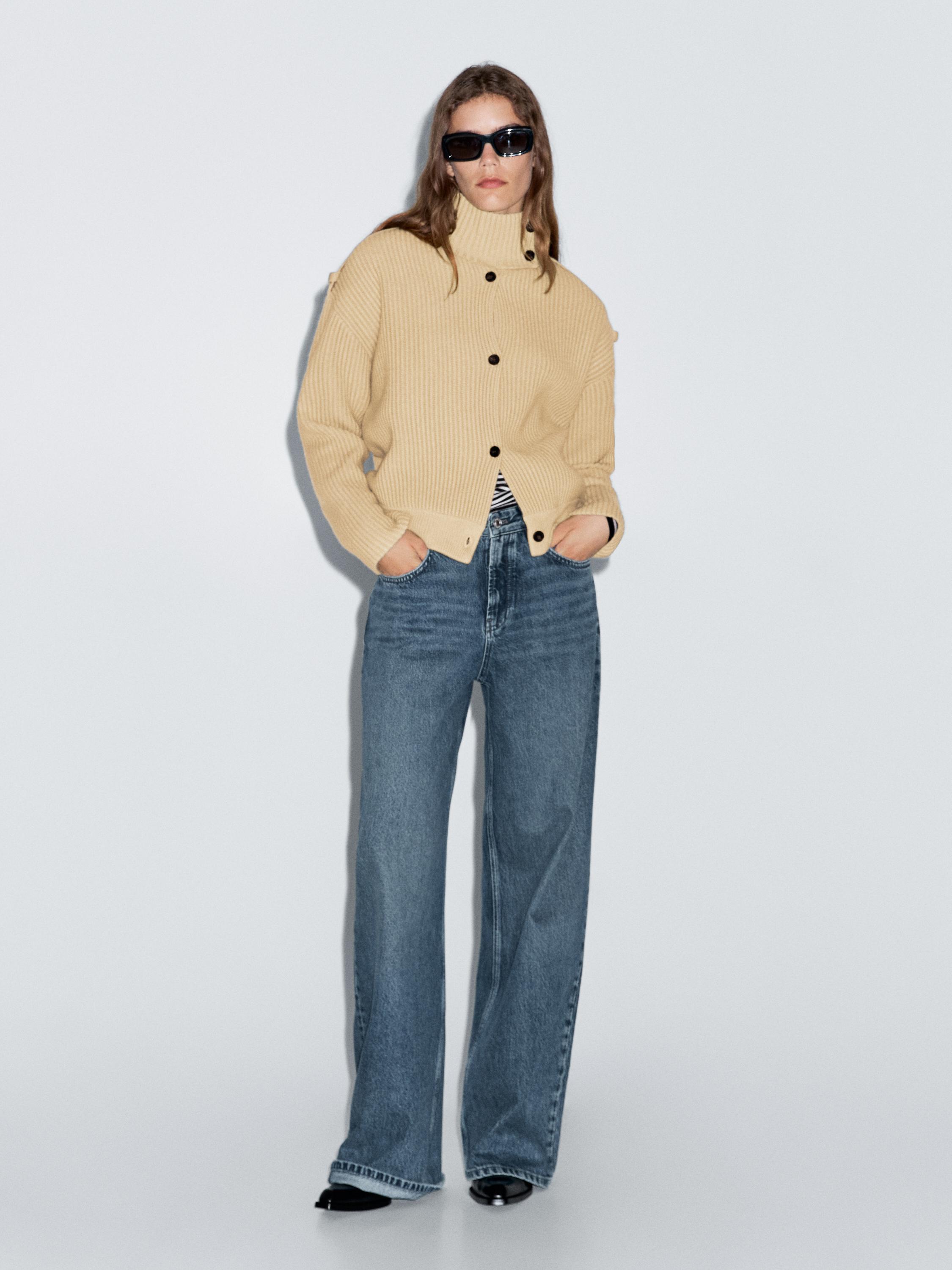 100% wool turtleneck cardigan