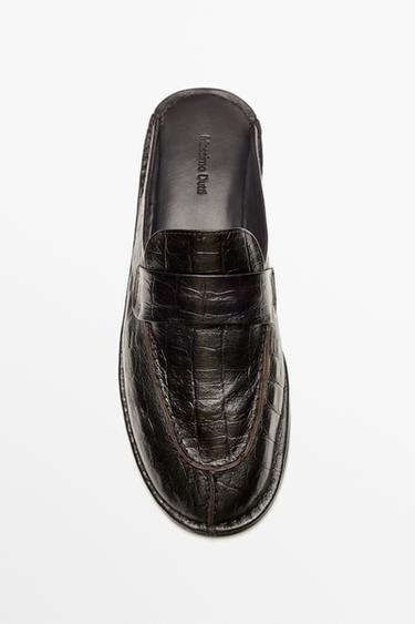 Leather mule loafer — BROWN 3