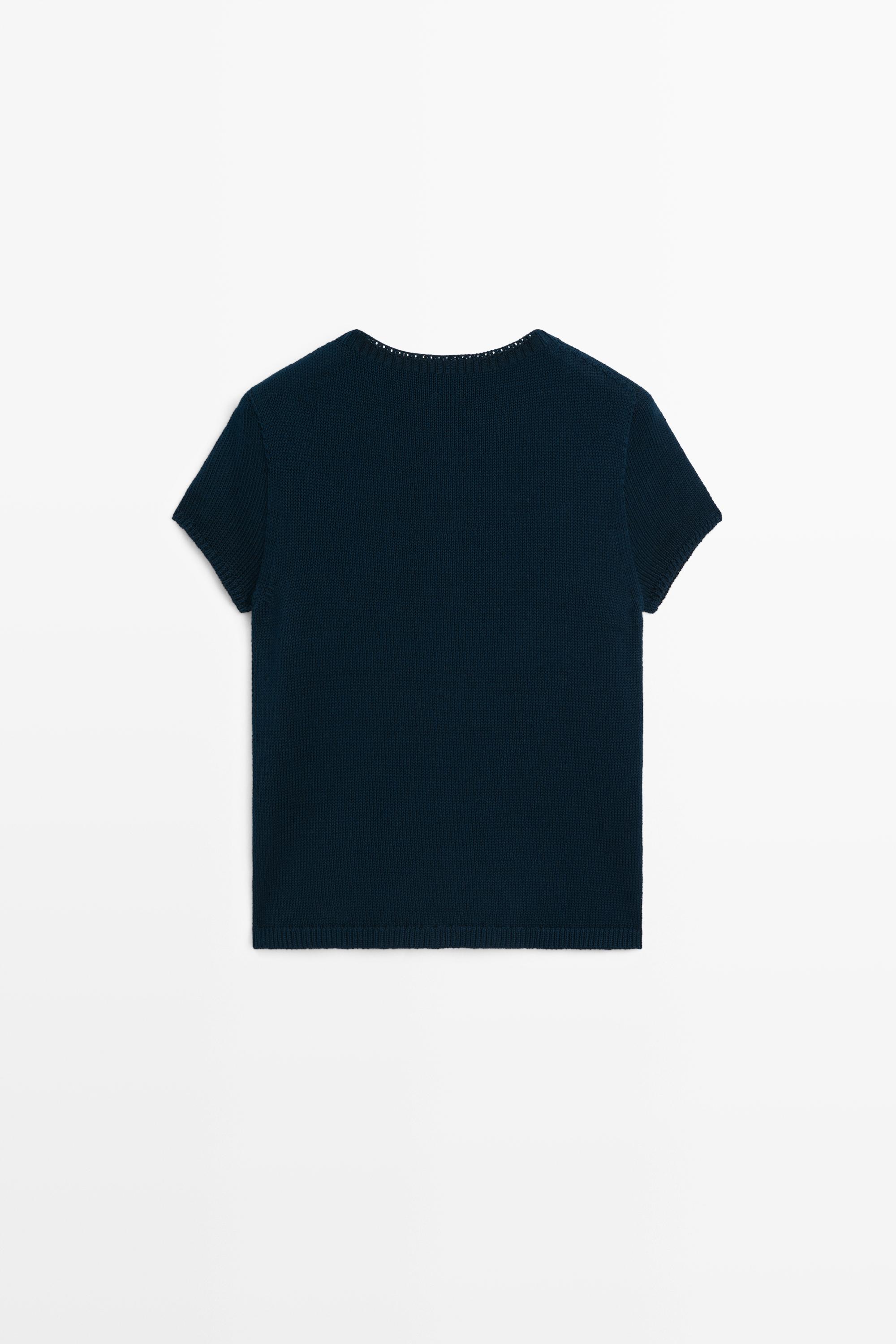 Cotton silk blend knit cardigan — NAVY BLUE