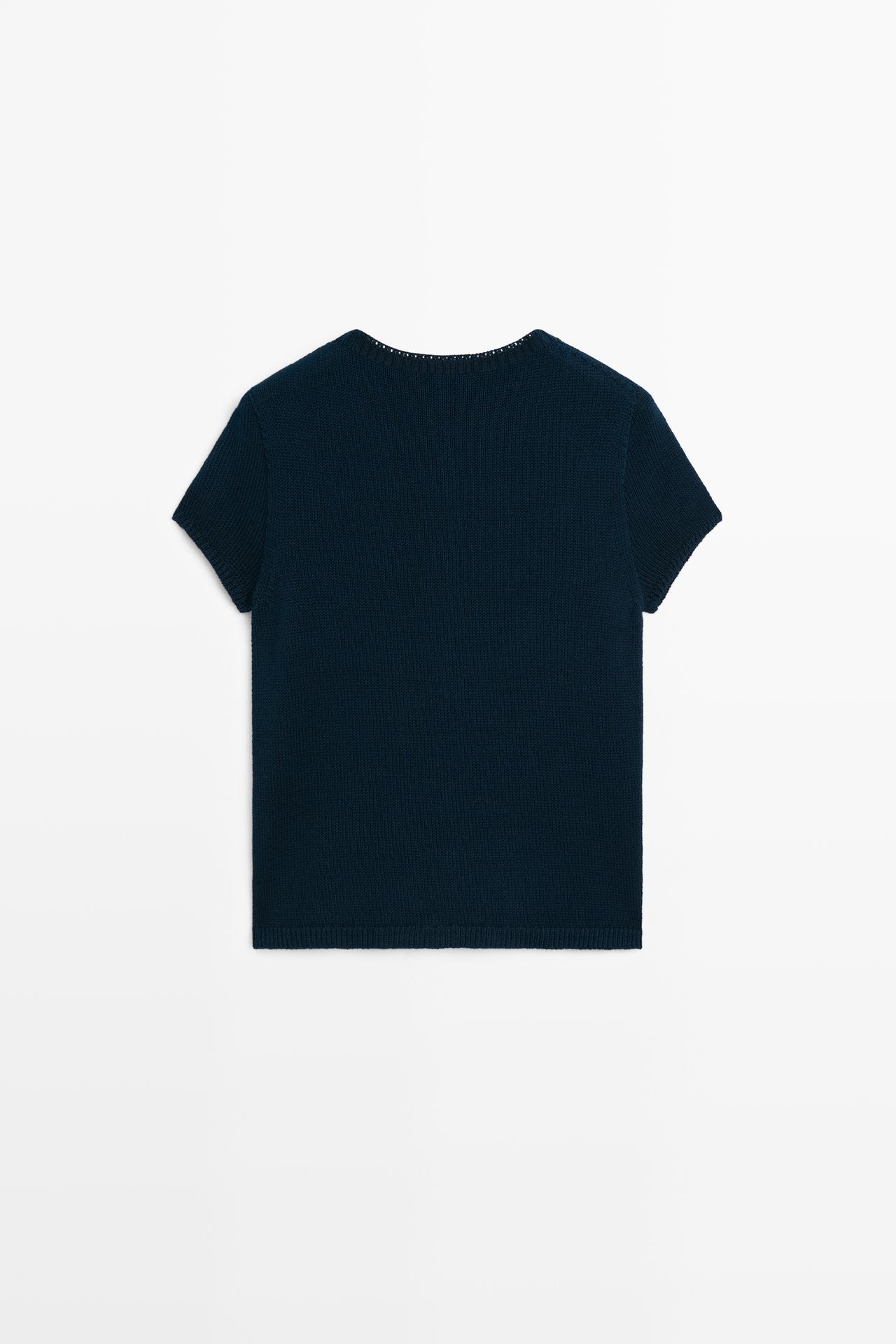 Cotton silk blend knit cardigan — NAVY BLUE