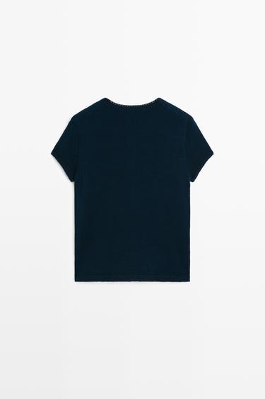 Cotton silk blend knit cardigan — NAVY BLUE 6