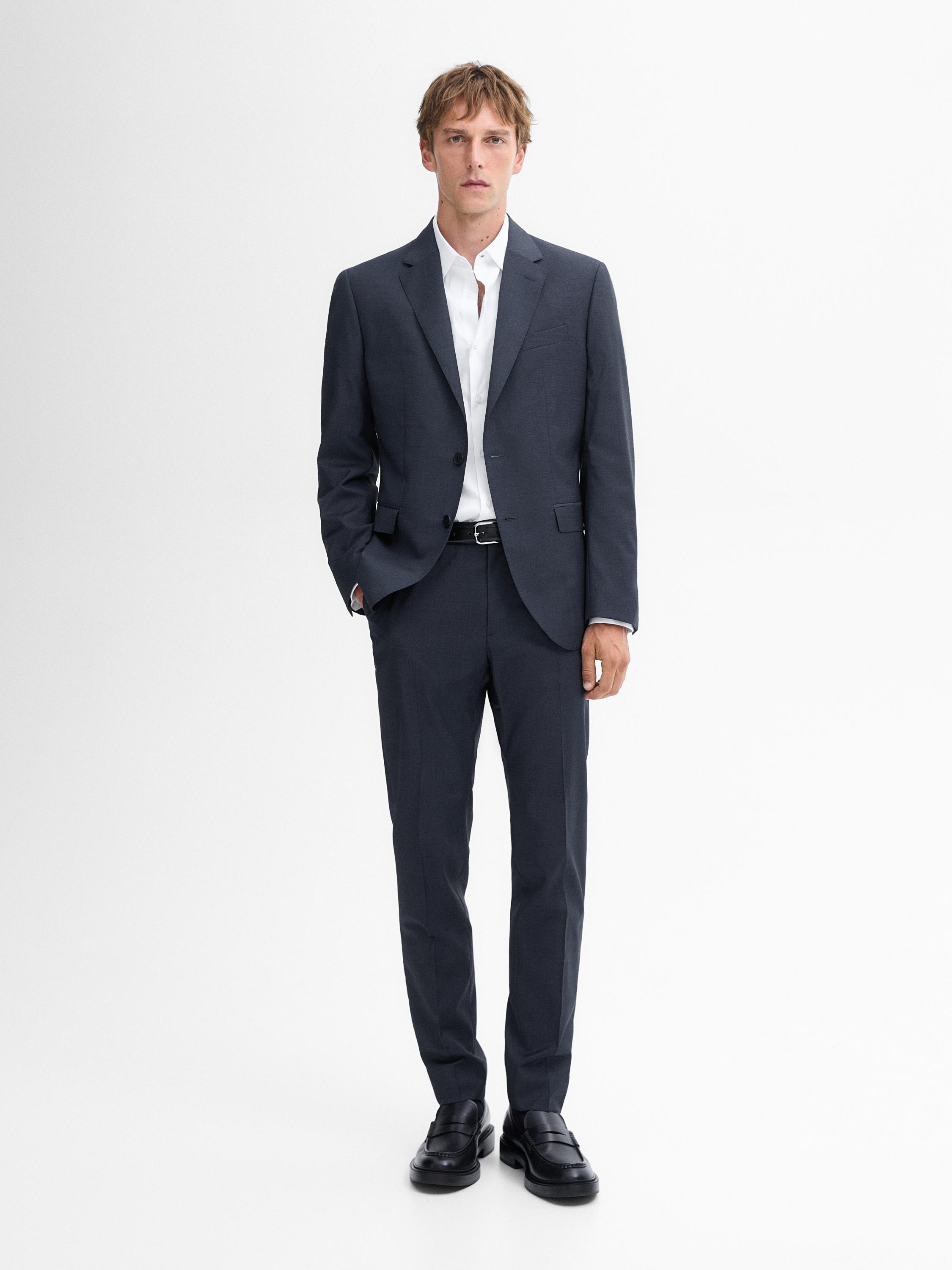 100% wool check suit trousers