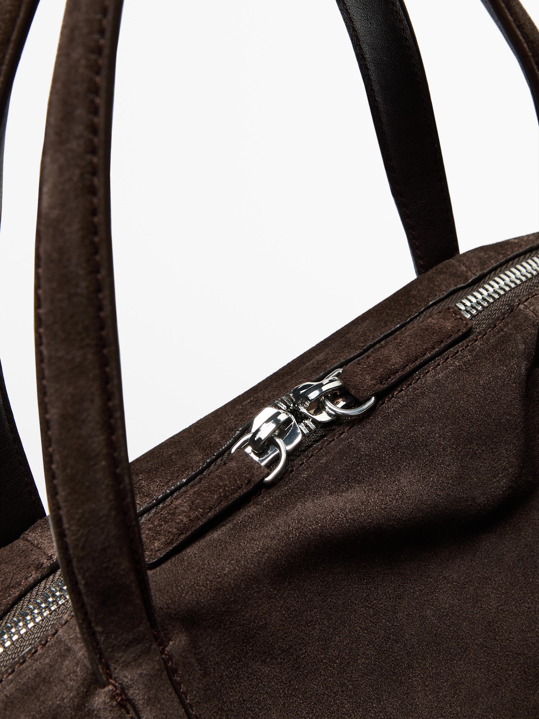 Split suede leather travel bag