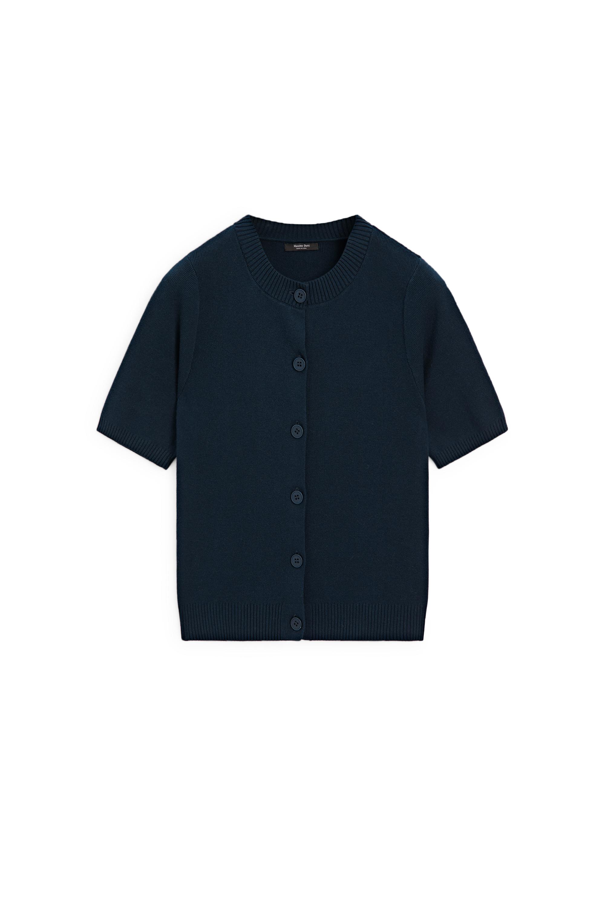 100% Cotton Short Sleeve Cardigan — NAVY BLUE