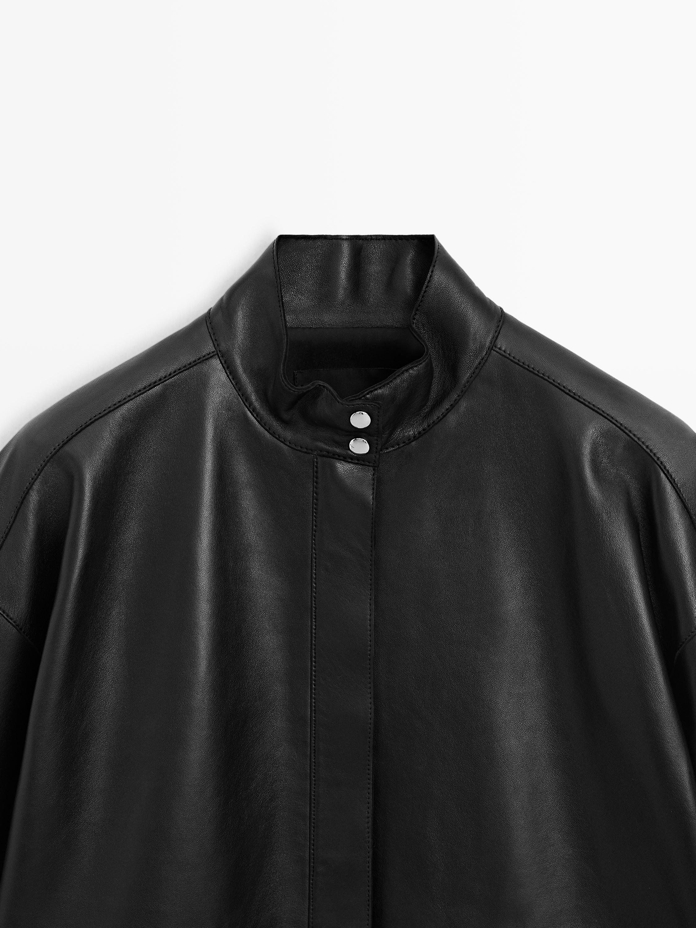 Nappa leather jacket with pocket details · Black · Bomberâ Jacket