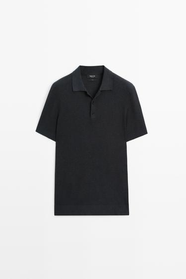 100% cotton button-collar polo shirt — CHARCOAL GREY 2