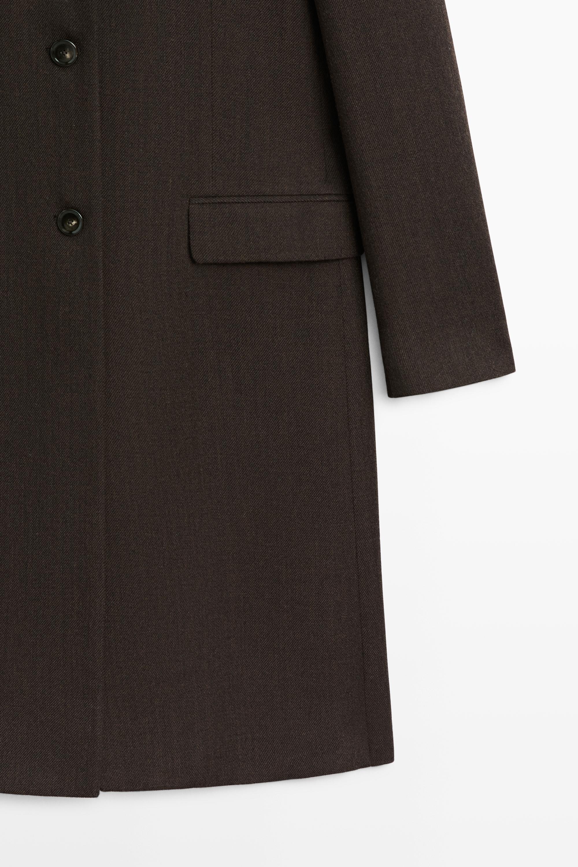 100% Wool Mid-Length Coat - BROWN MARL