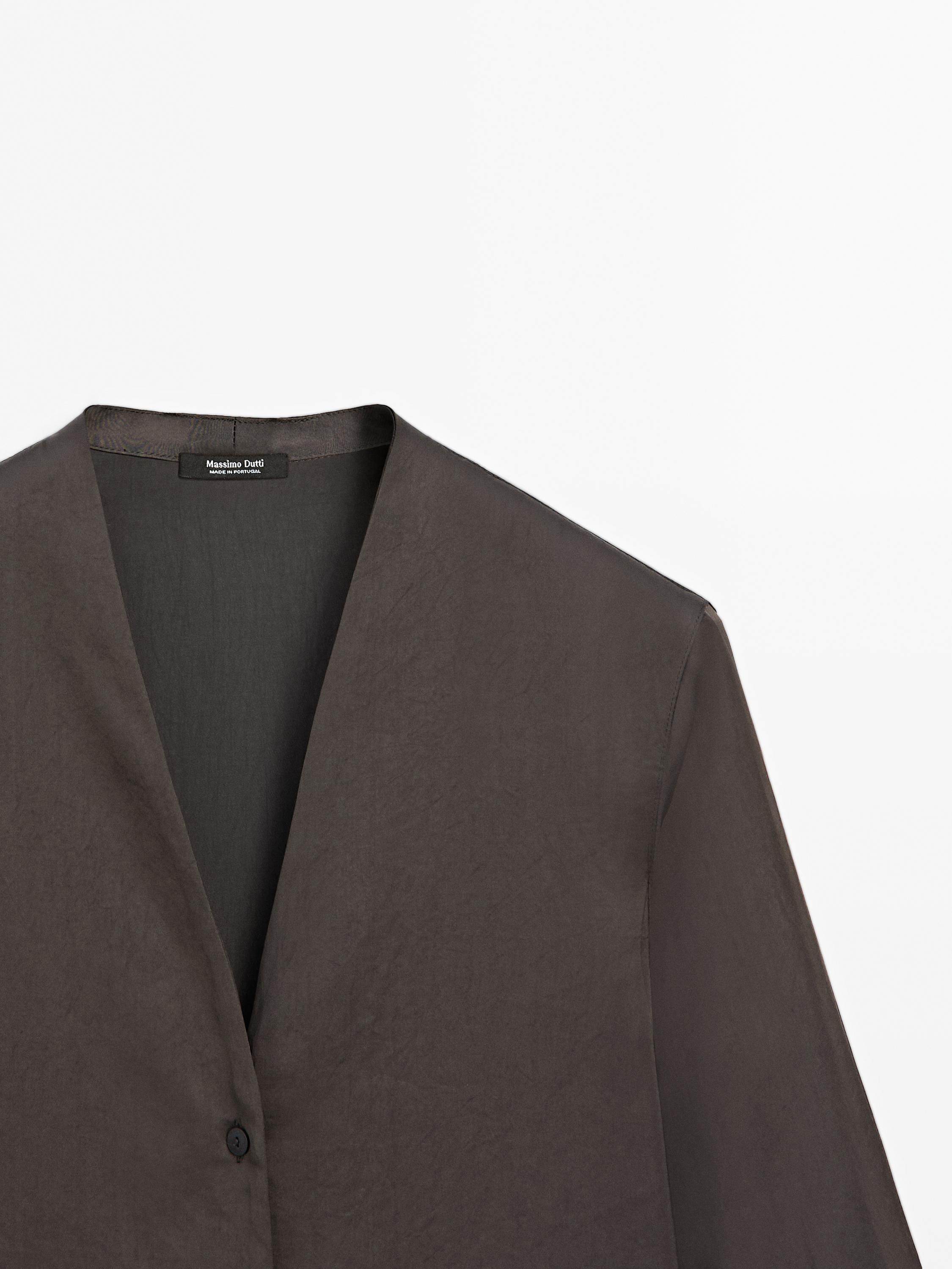 Long sleeve cotton blend shirt