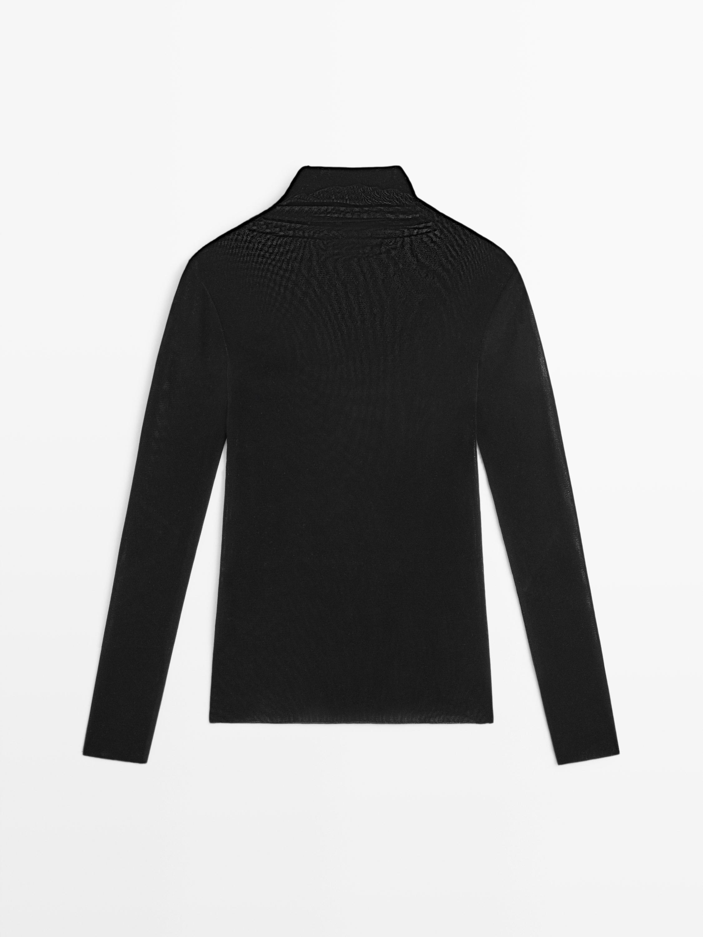 Polopriehľadné tričko s dlhým rukávom