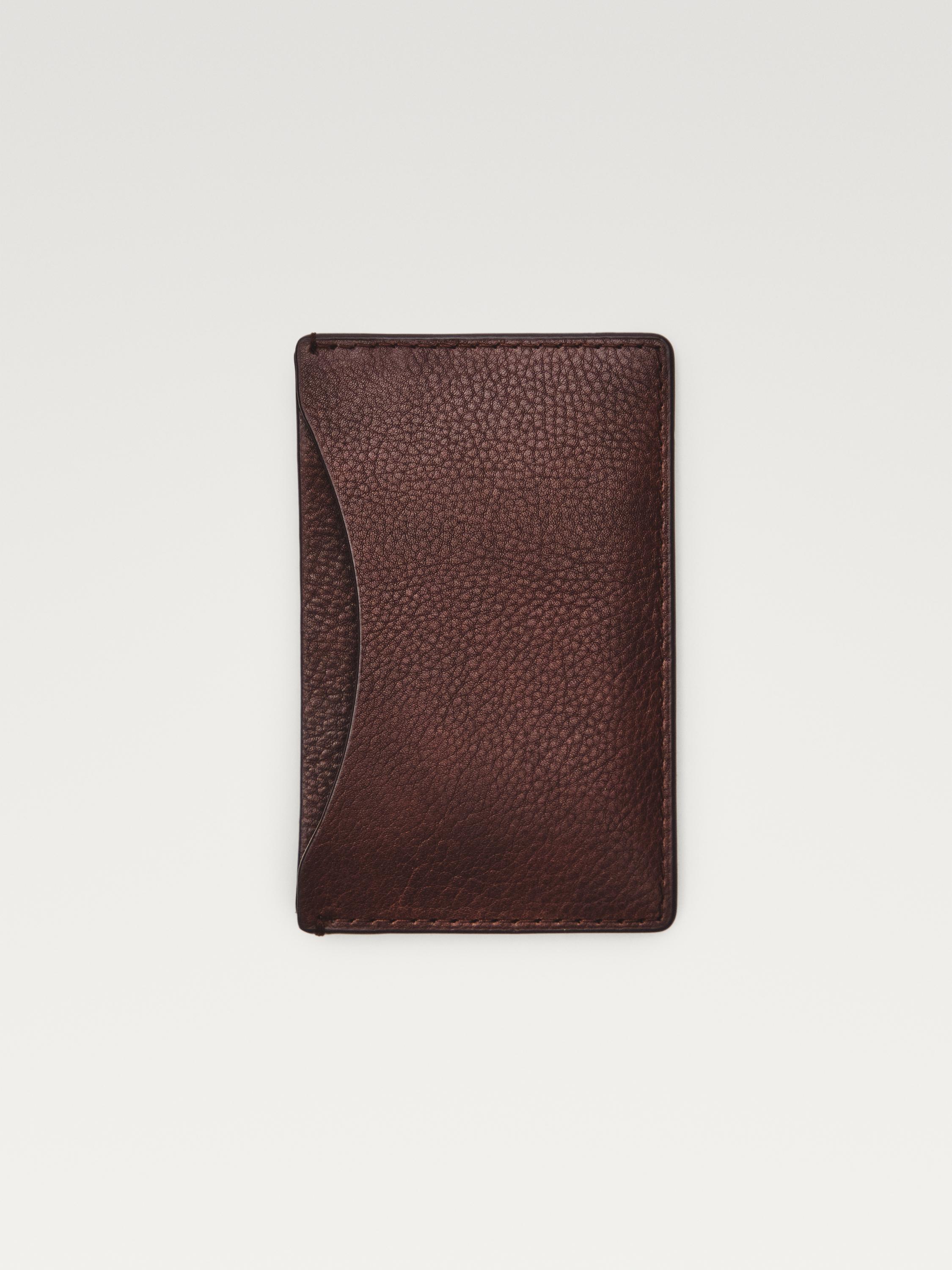 Nappa leather card holder — Chocolate