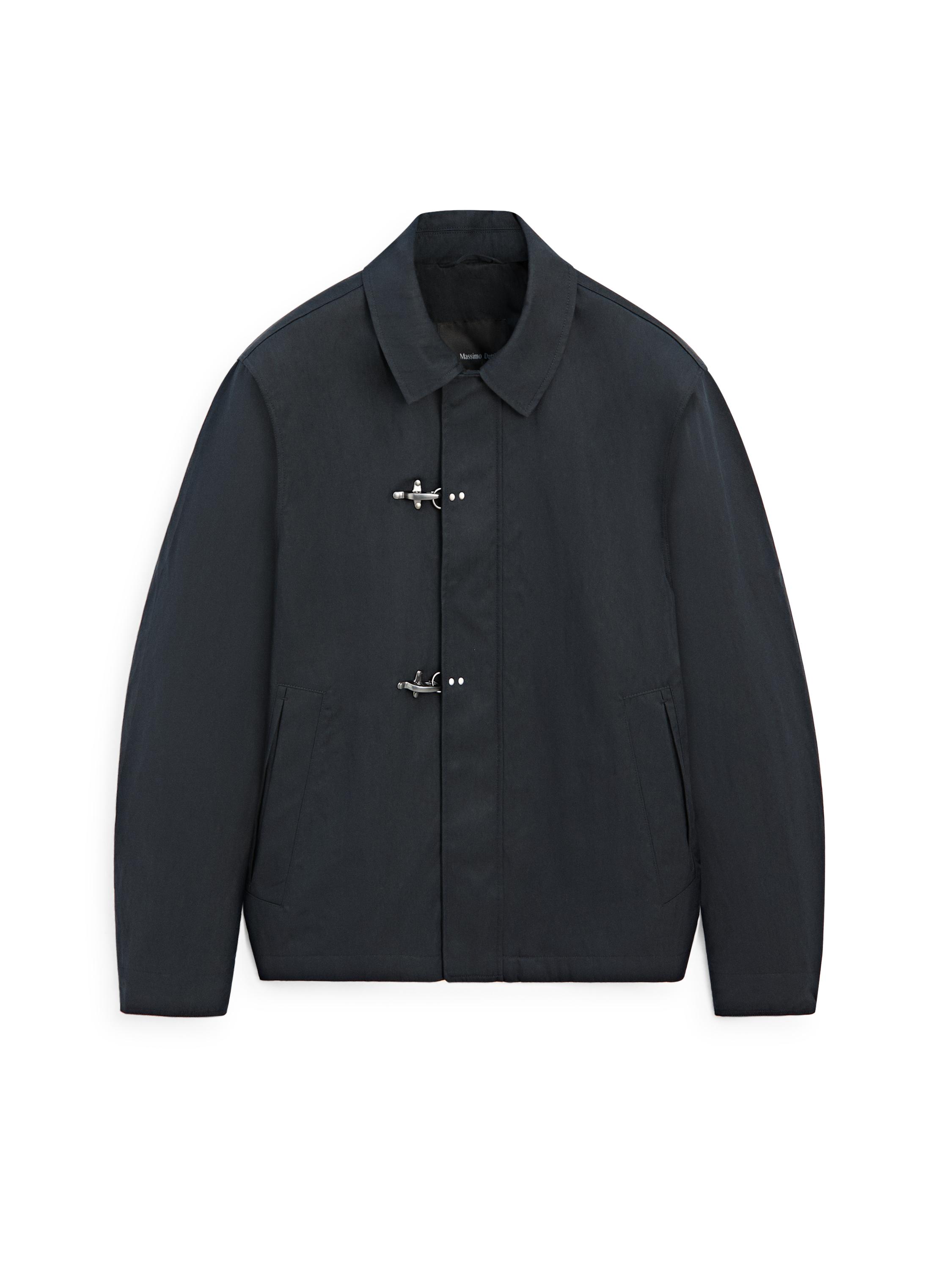 Cotton blend toggle jacket — NAVY BLUE