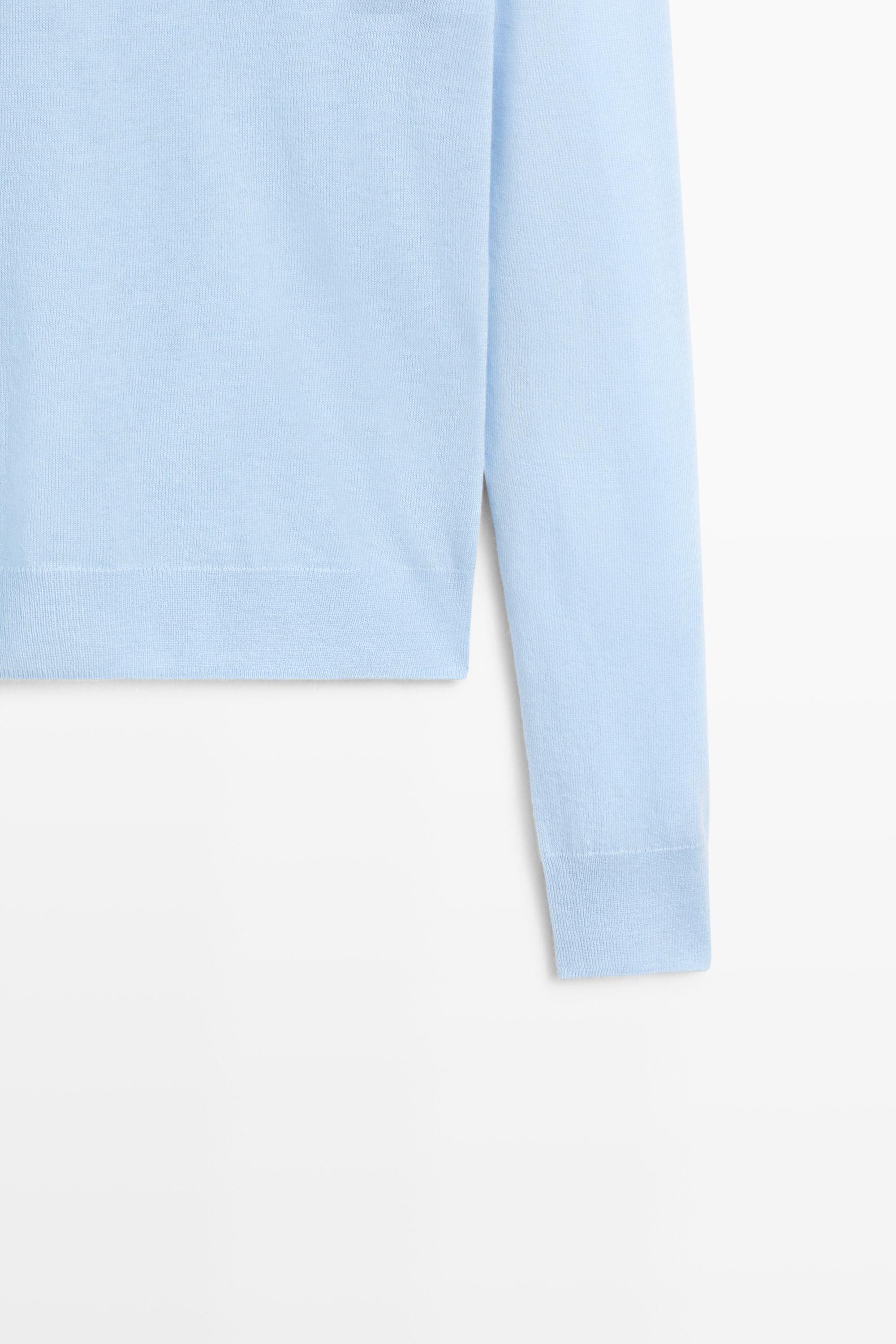 Wool-blend turtleneck knit sweater — SKY BLUE