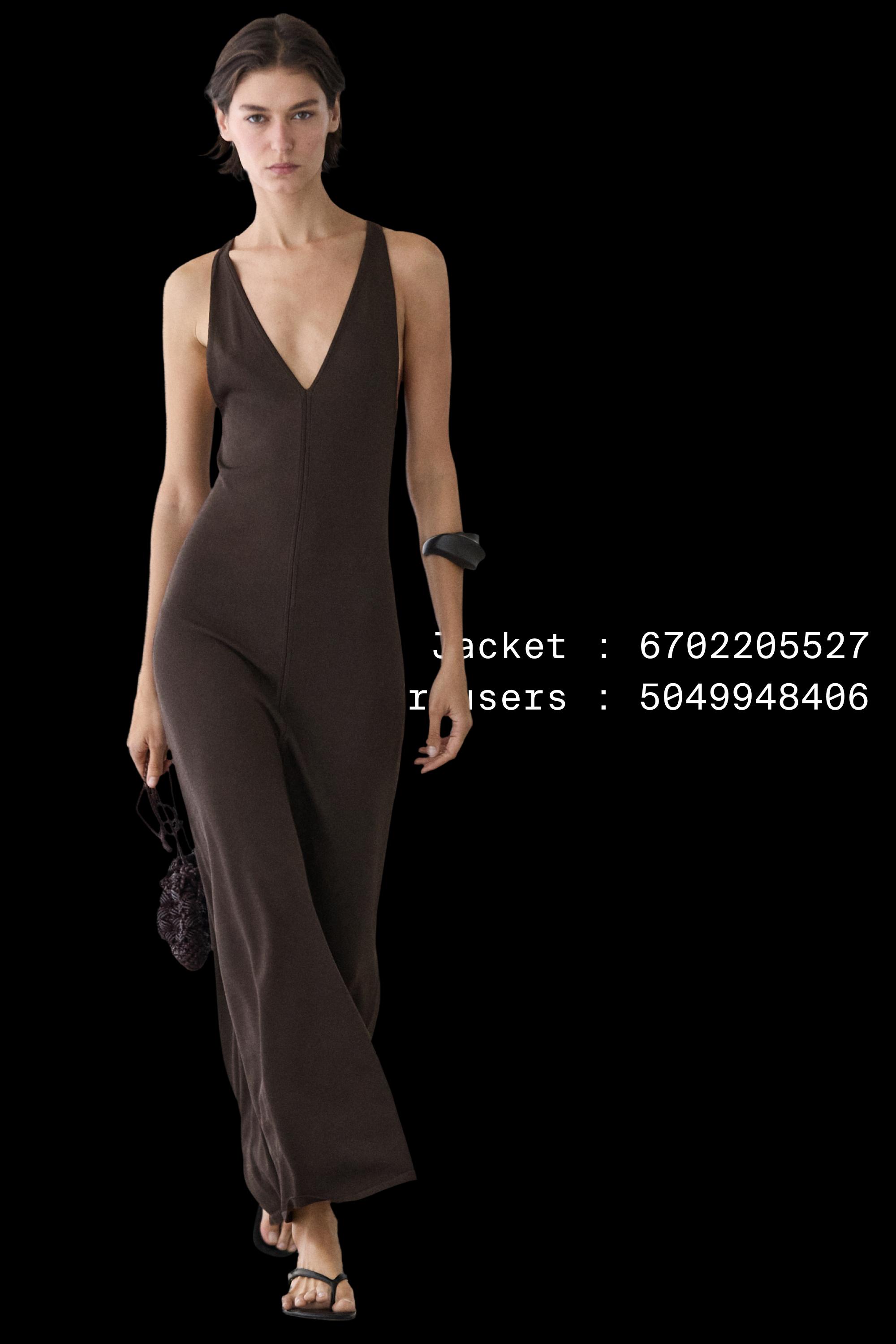Flowing V-neck midi dress — BROWN