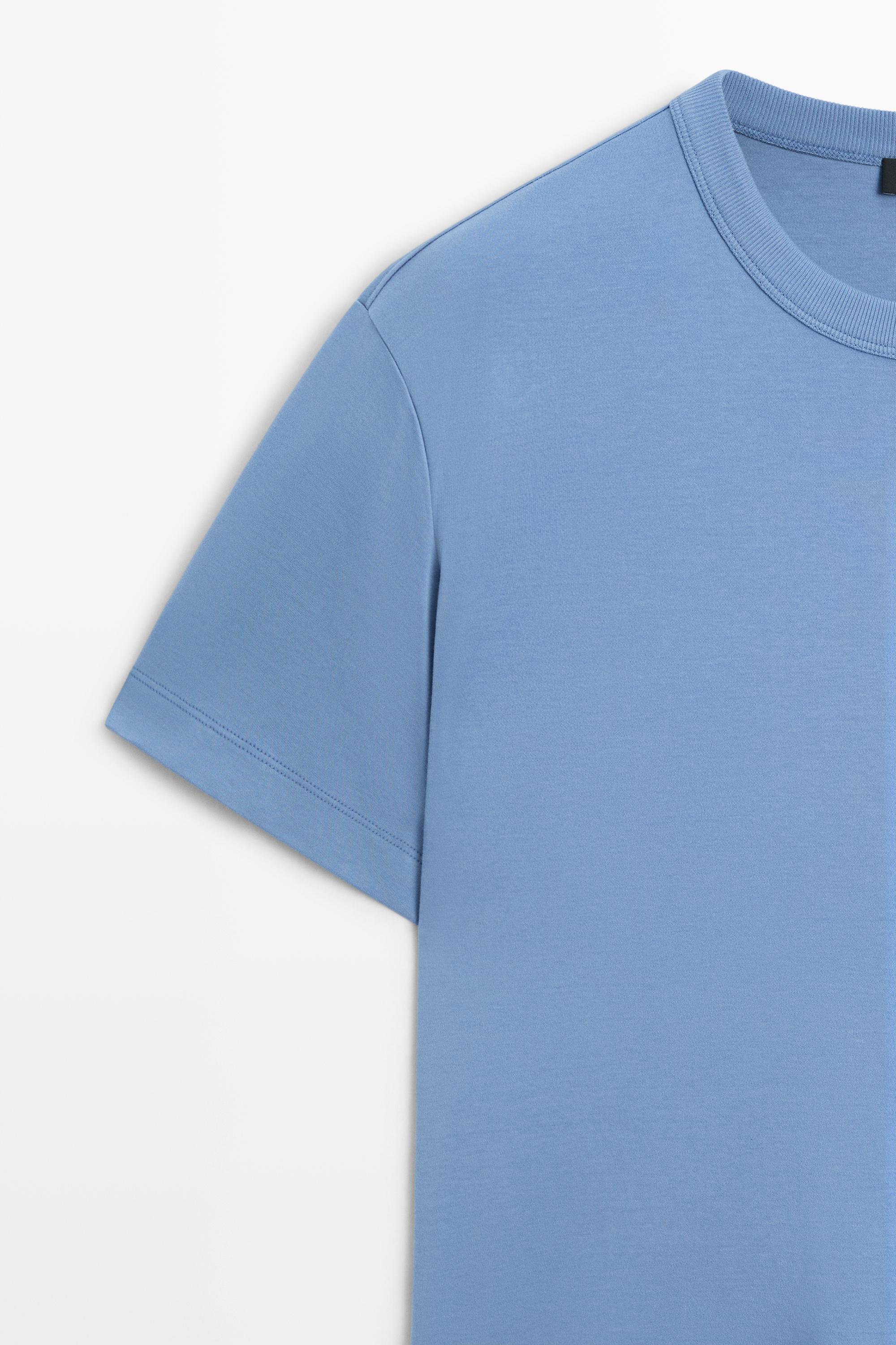 100% cotton short-sleeve T-shirt — MEDIUM BLUE