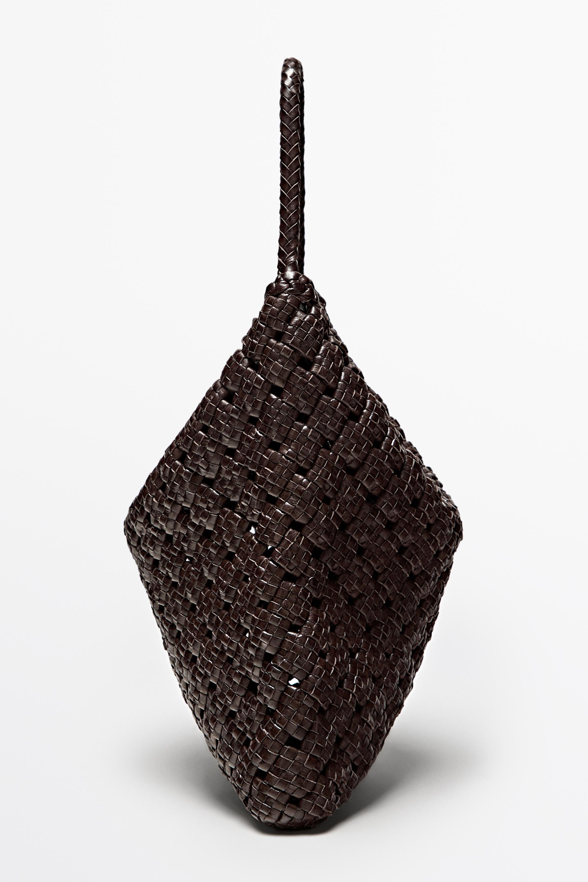 Medium braided nappa leather bag — BROWN