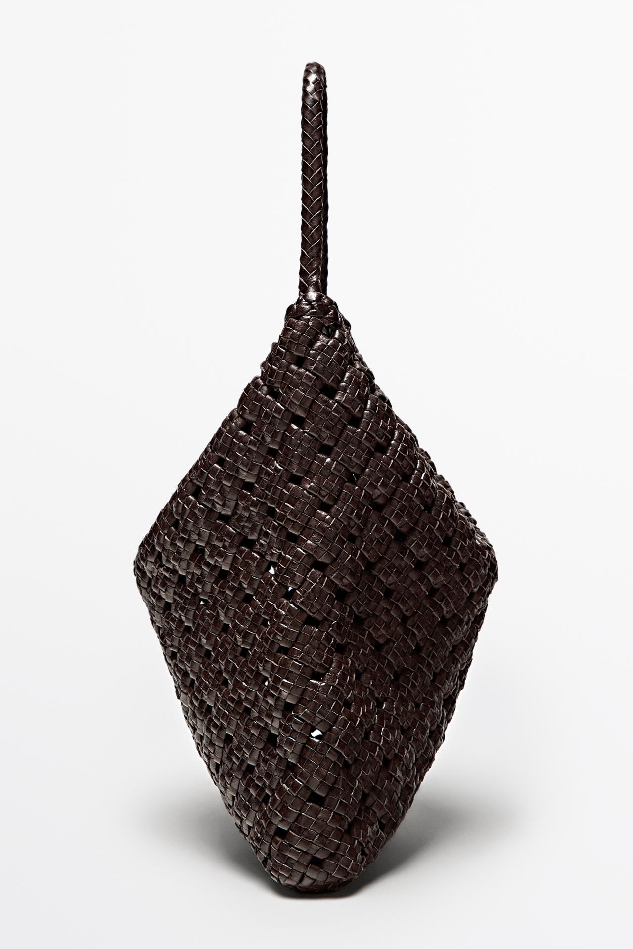 Medium braided nappa leather bag — BROWN