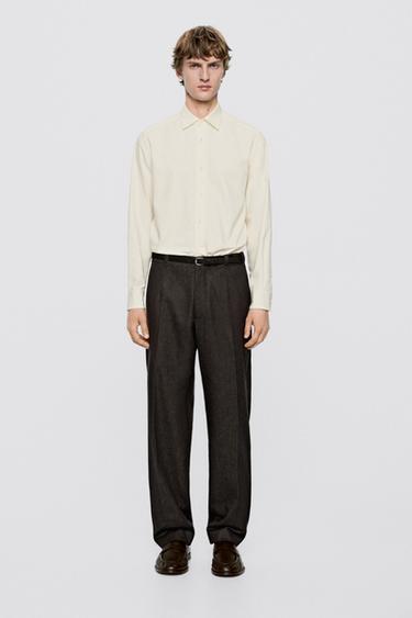 Regular fit cotton blend shirt - LIMITED EDITION — IVORY 1