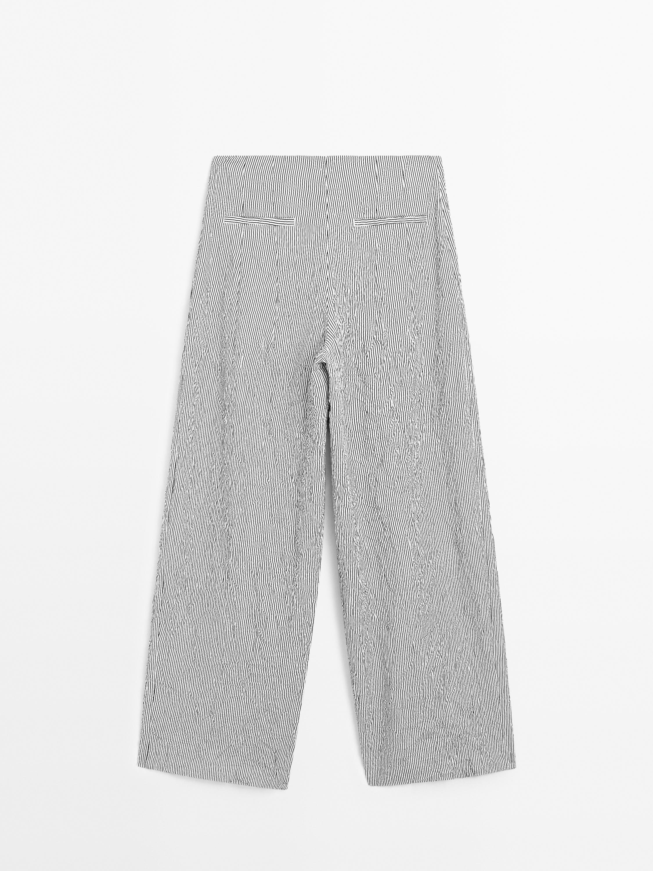 Striped voluminous fabric trousers