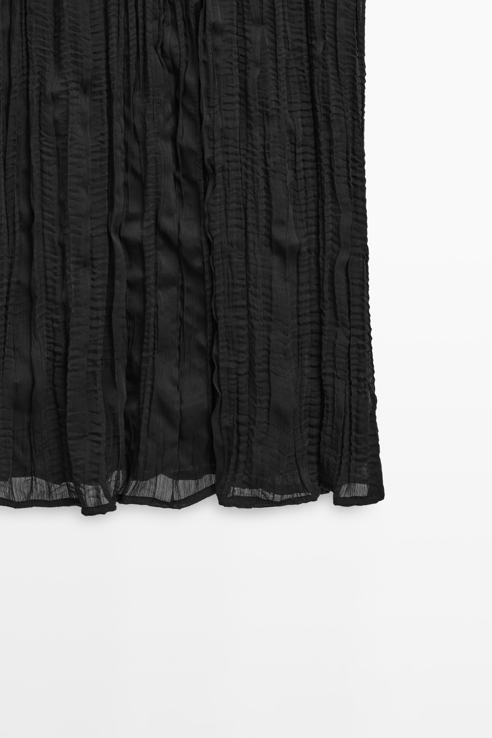 massimo dutti black pleated dress Flowing pleated midi dress Black Dress