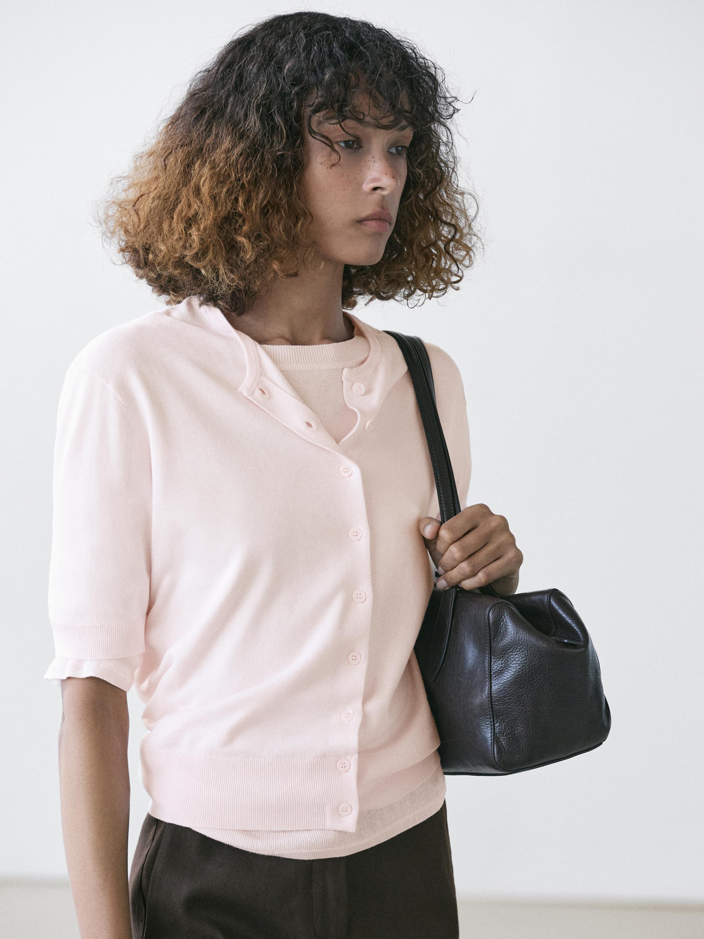 Short sleeve knit cardigan