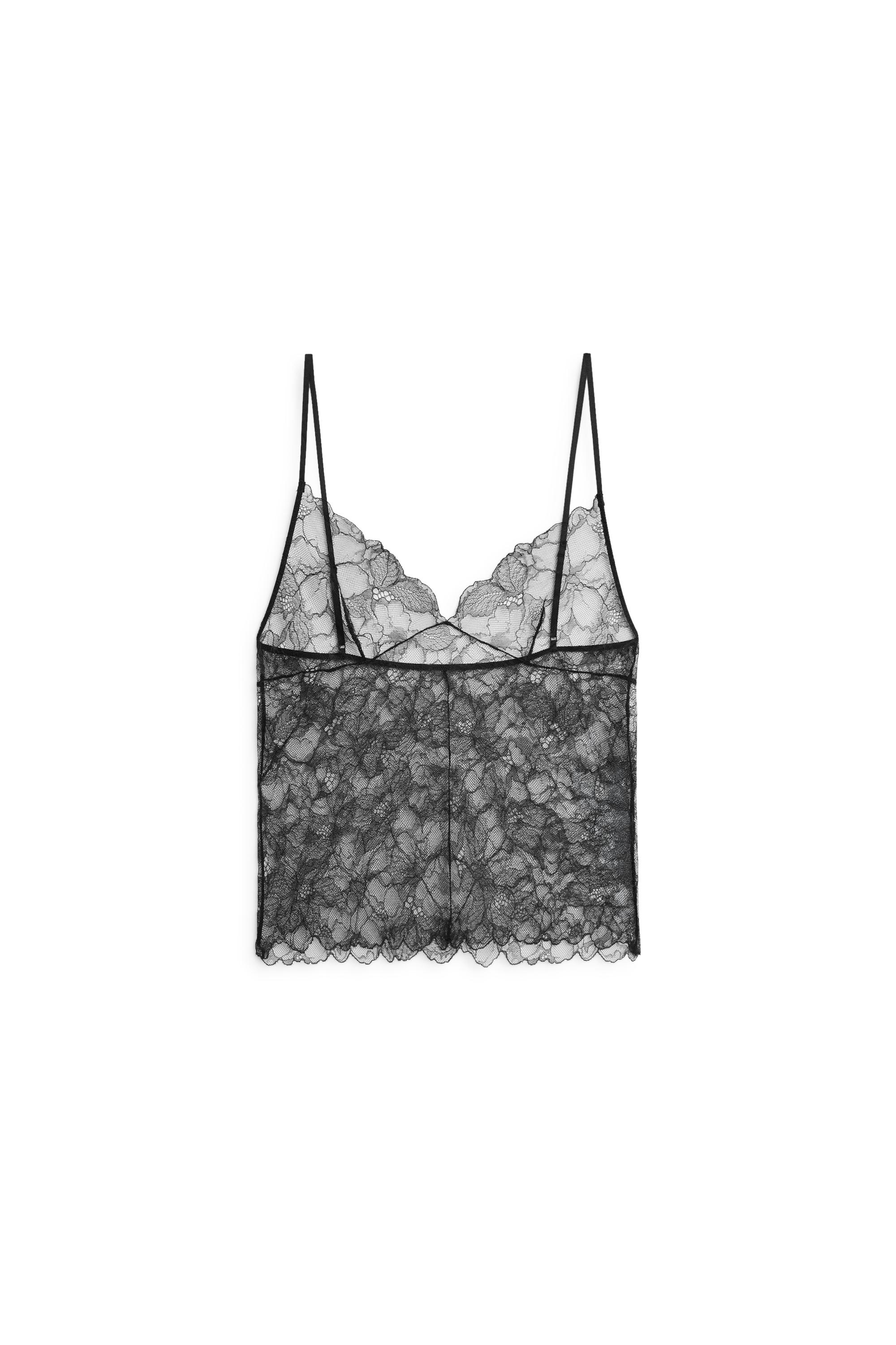 Transparent lace camisole top — BLACK