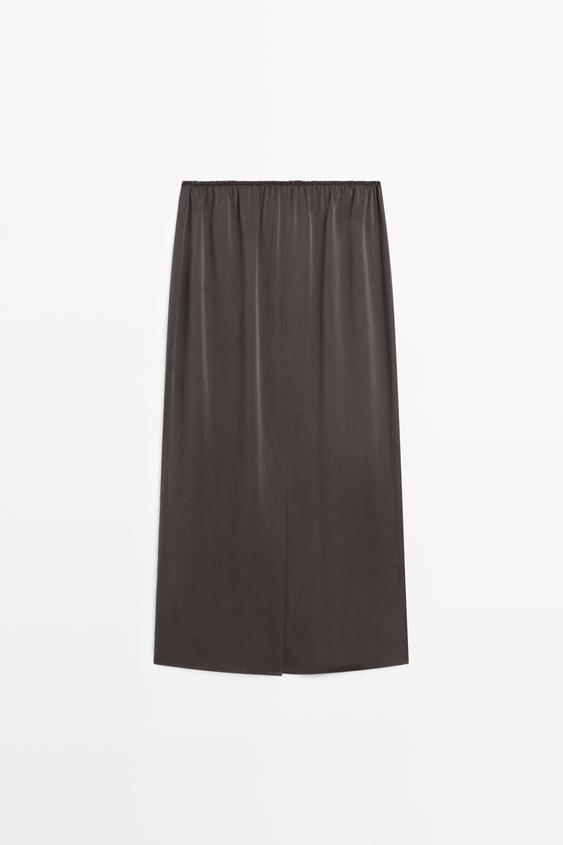 %100 ipek düz midi etek