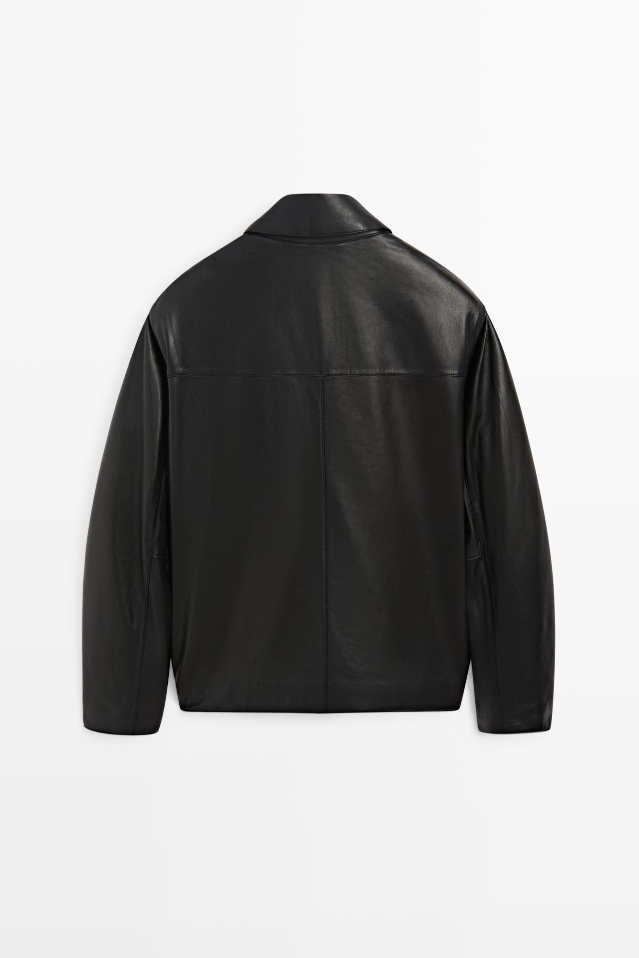 Nappa leather jacket with pocket detail — BLACK