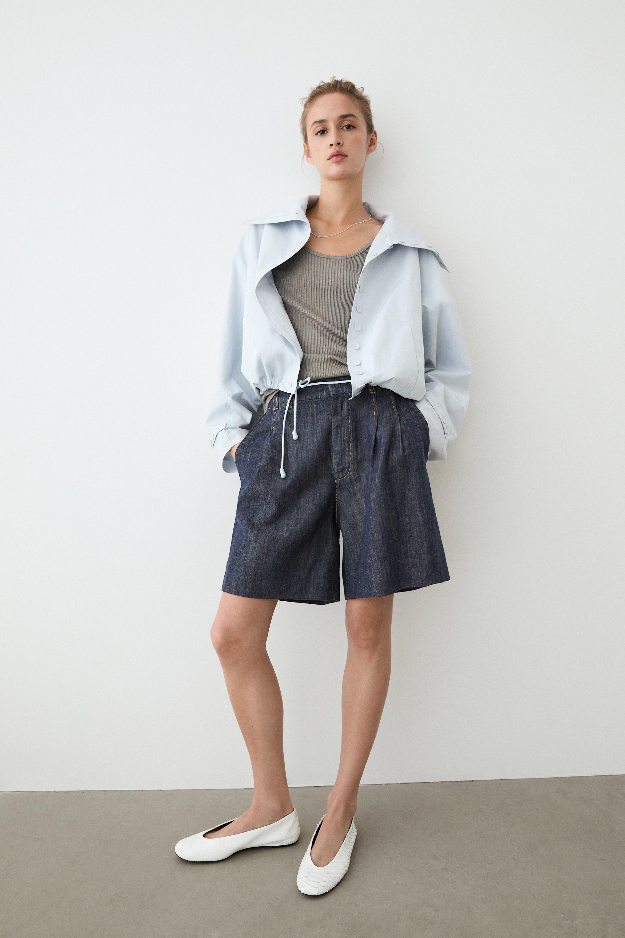 Bermuda denim pespuntes con algodón
