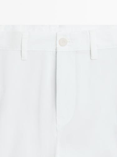 Cotton blend slim fit pants — Off white 4