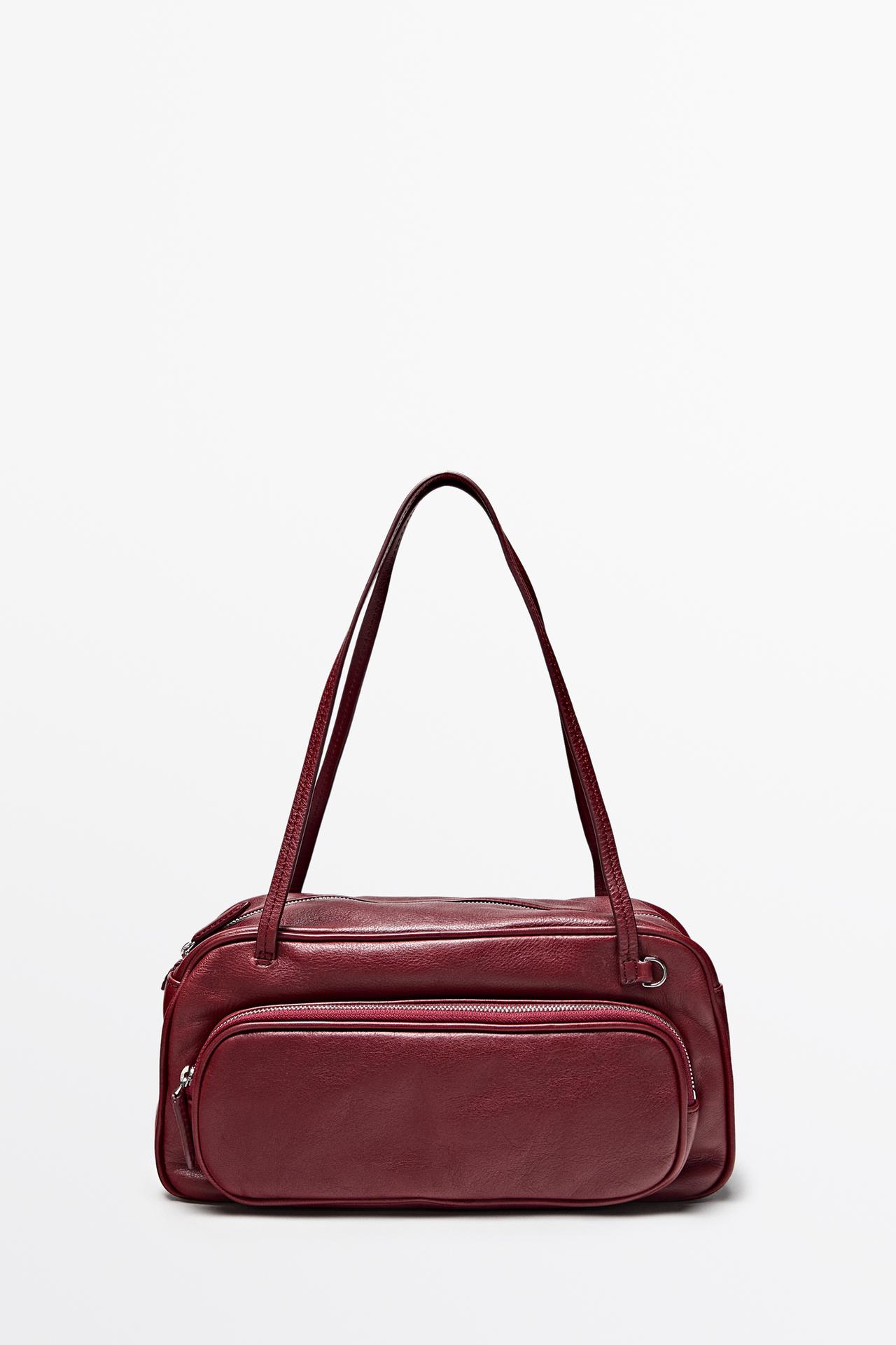 Medium Nappa leather bowling bag — Red
