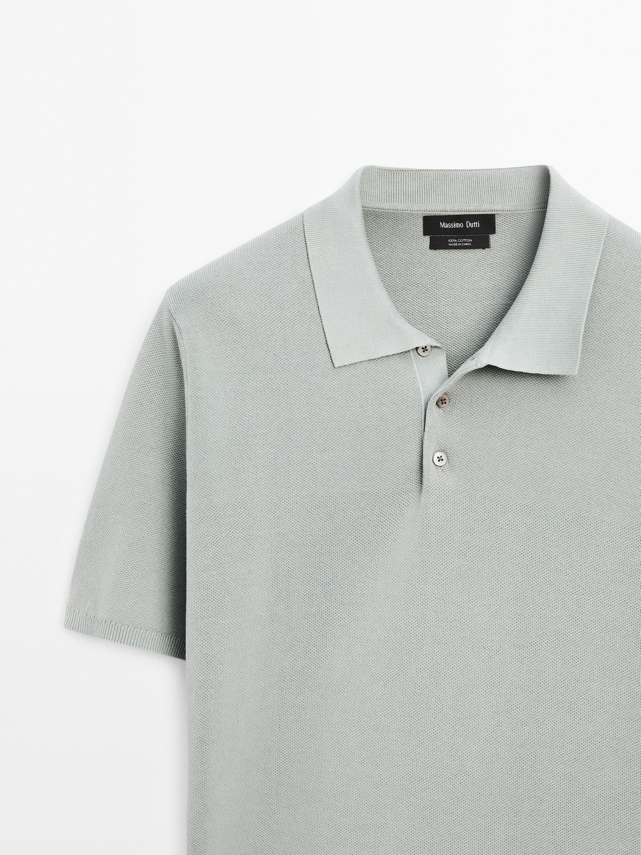 100% cotton textured knit polo shirt