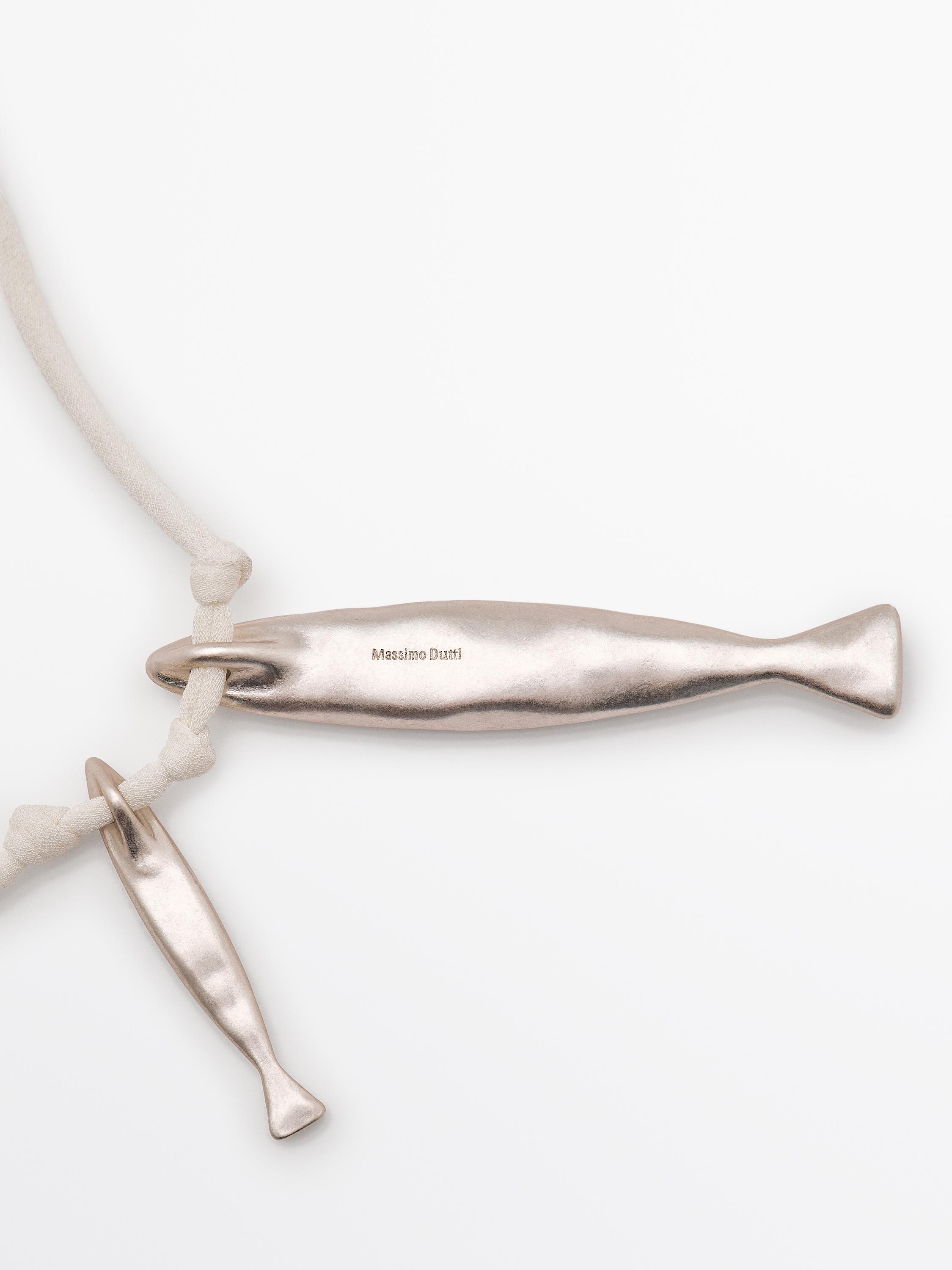 ★ Massimo Dutti★ Silk cord necklace and fish 04602615808 Silk cord necklace with fish · Golden, Silver · Accessories