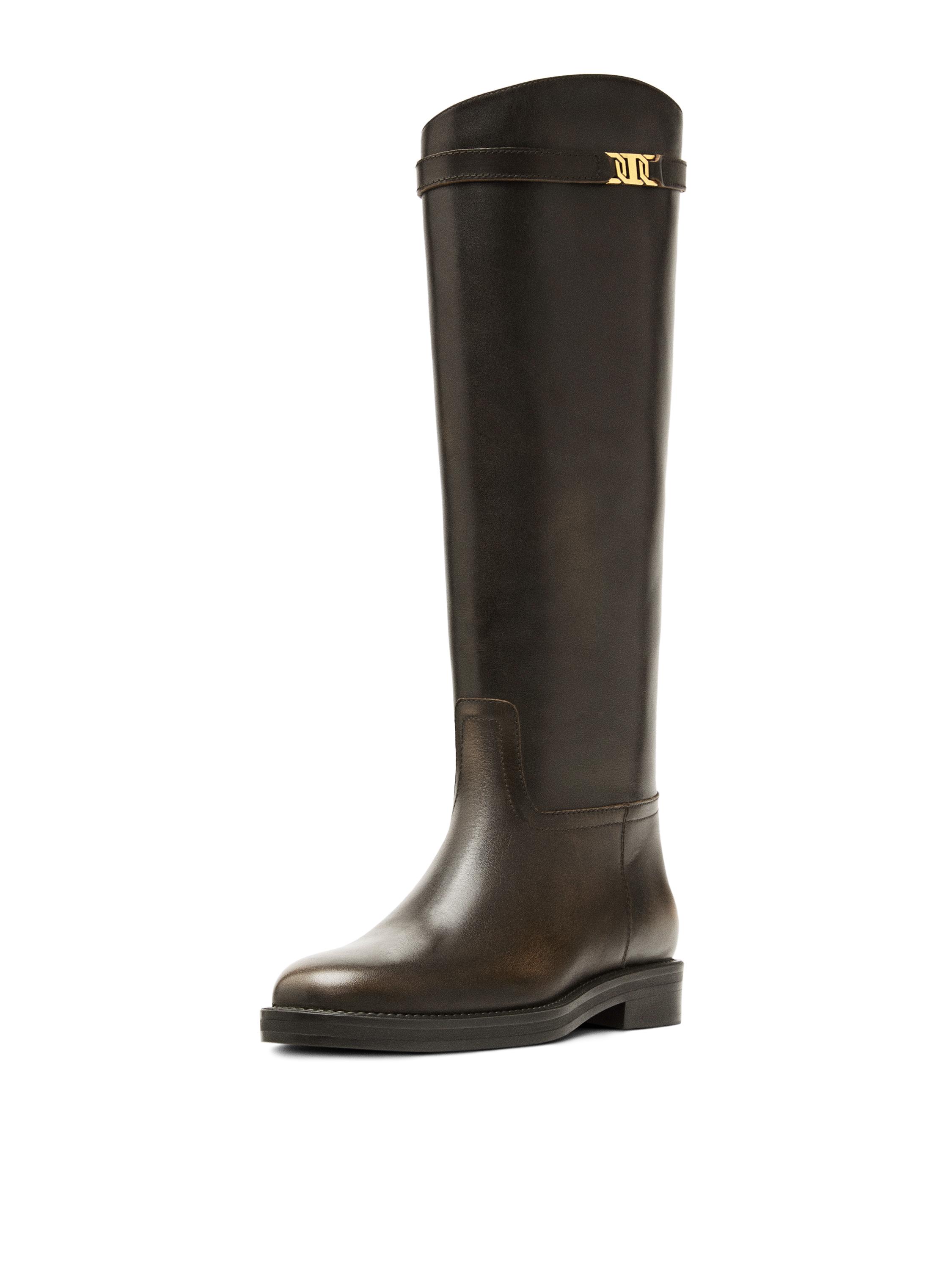 Leather riding boots — BROWN