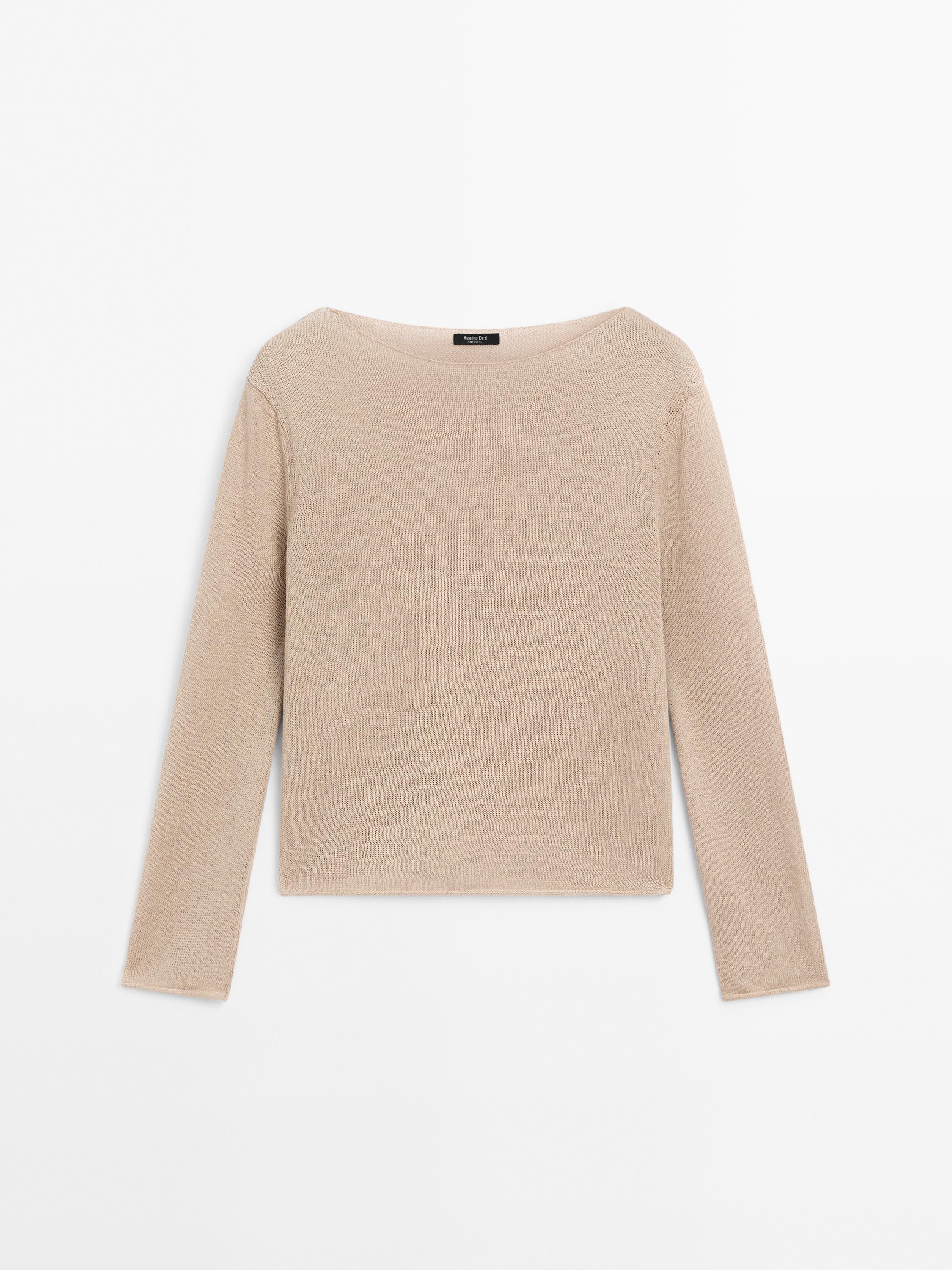 Openwork knitted jumper linen blend