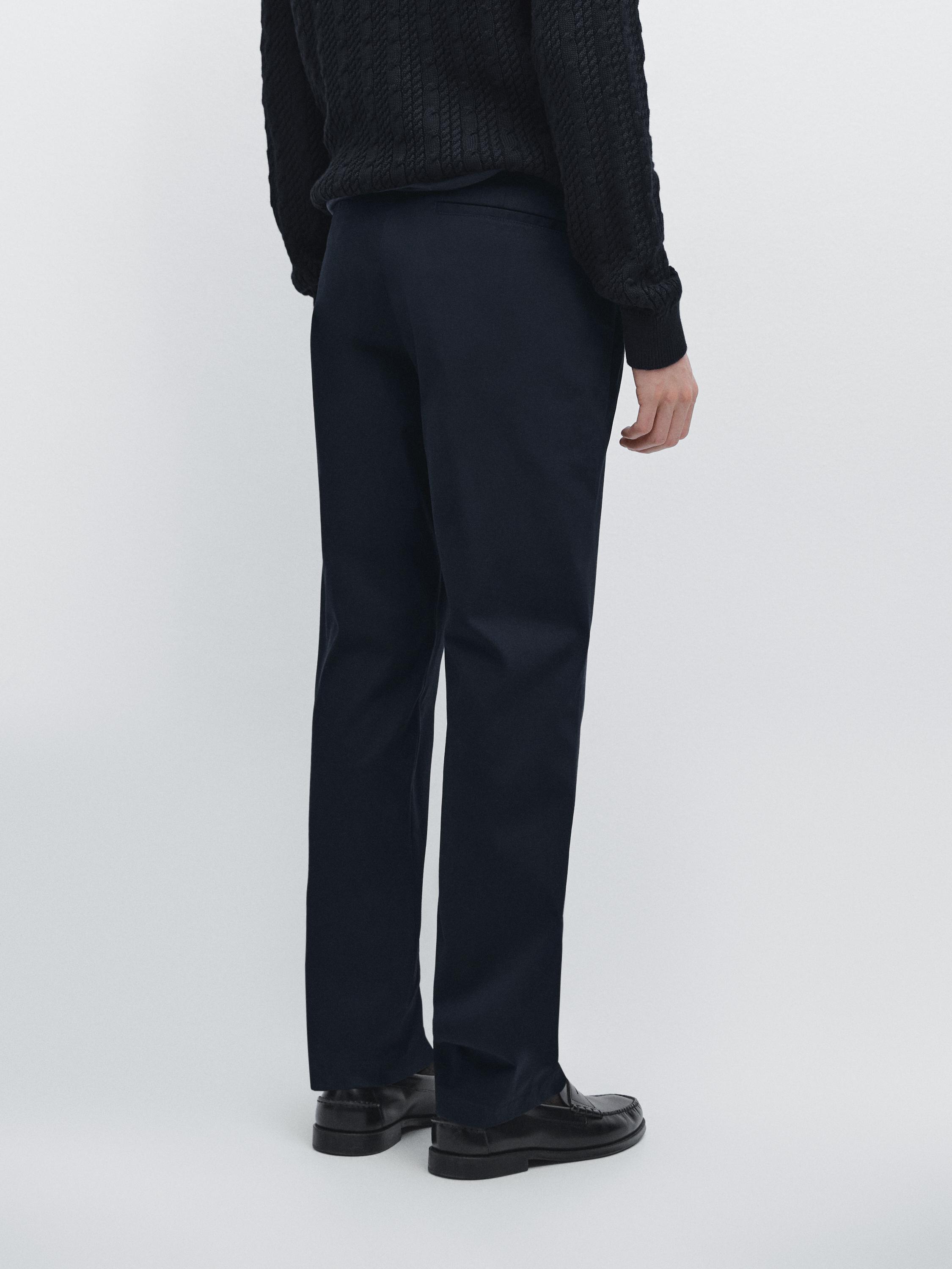 Slim fit cotton trousers — NAVY BLUE