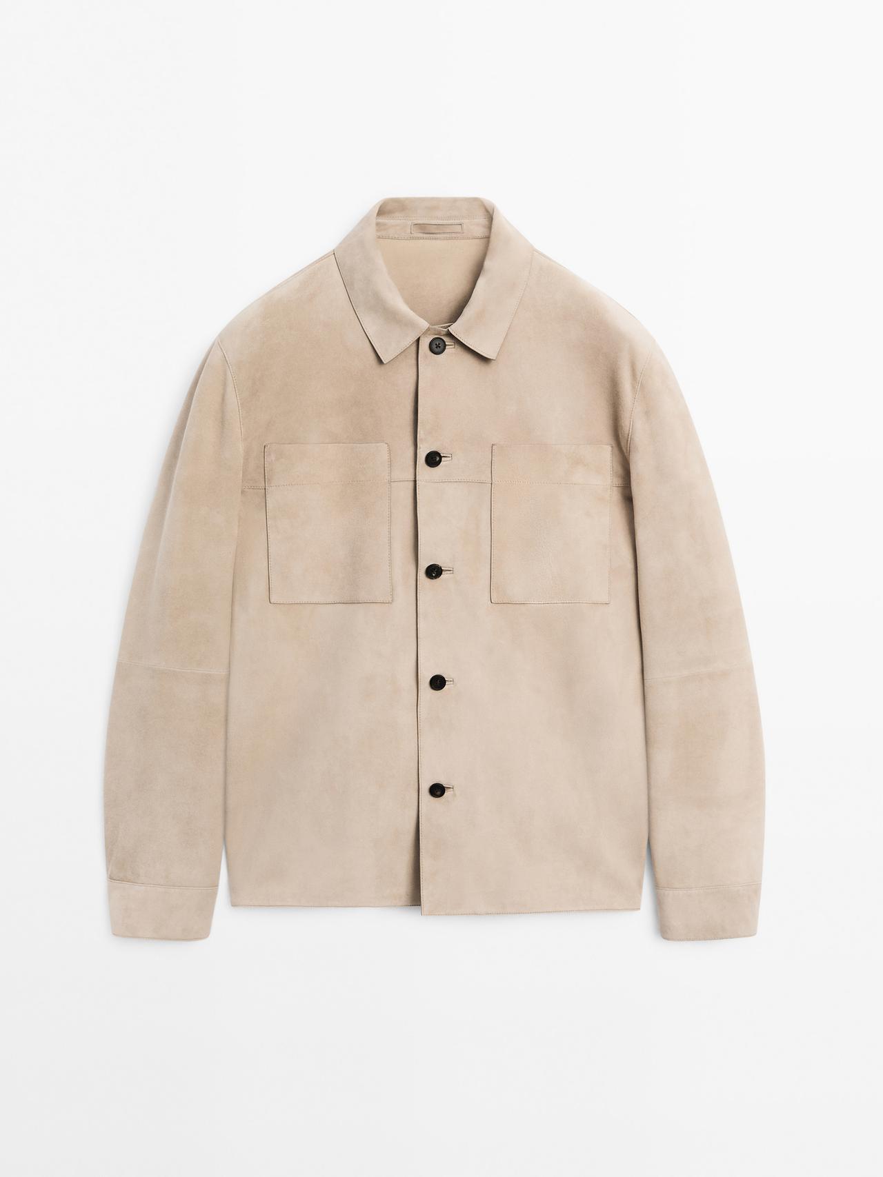 Massimo Dutti - Herre - Overskjorte I Ruskind - Lys Beige - L